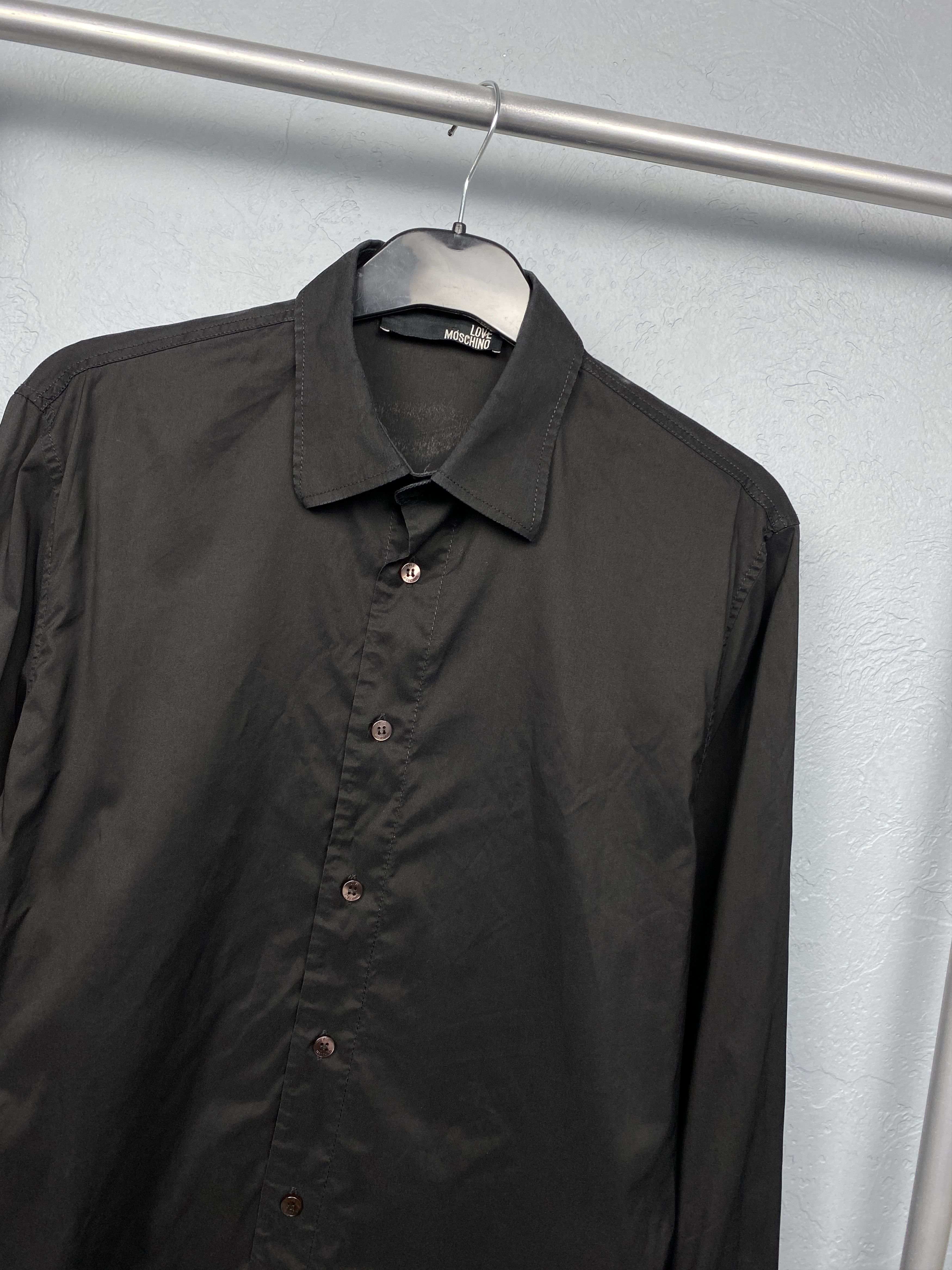 Moschino Love Moschino Mens Long Sleeve Black Shirt Size US M / EU 48-50 / 2 - 2 Thumbnail