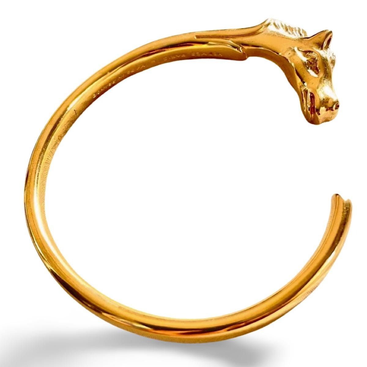 Hermes Vintage Hermes golden horse head design bangle, bracelet. Size ONE SIZE - 2 Thumbnail