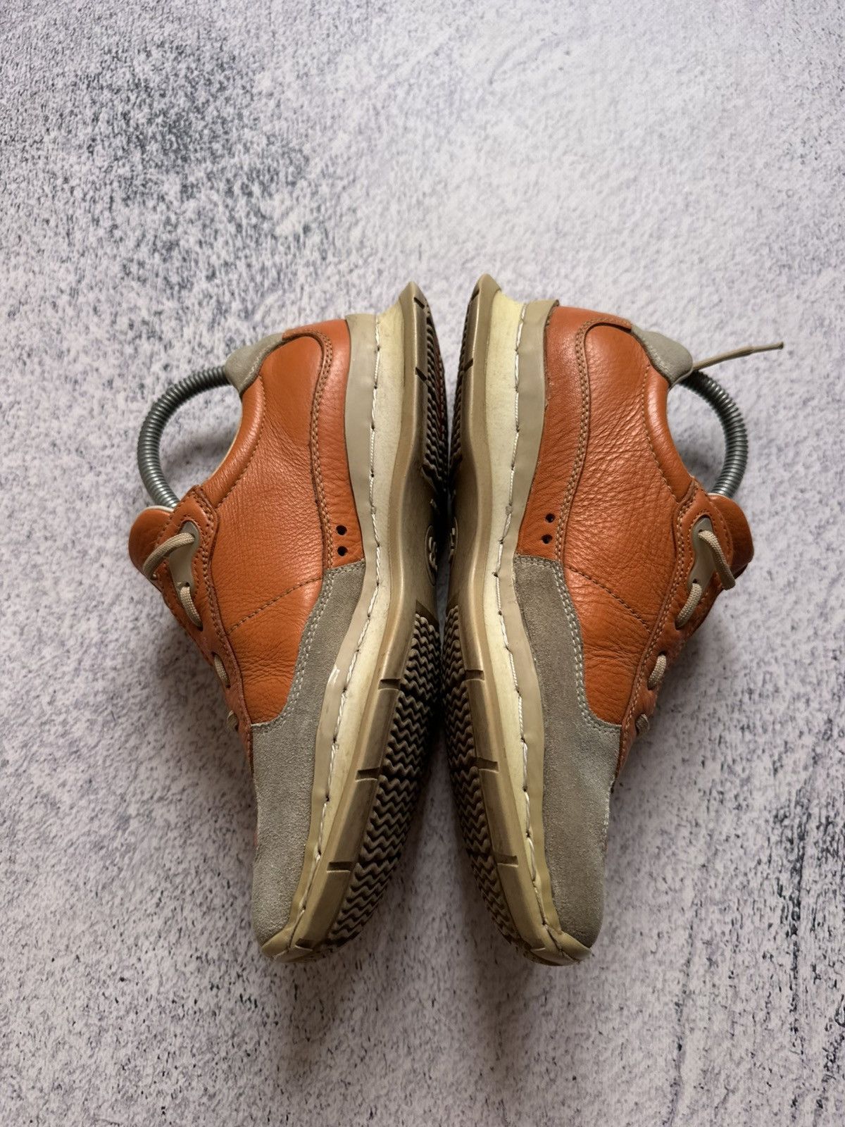 Prada Prada Red Tab Orange Leather Gray Suede Trainers Sneakers Size US 7 / IT 37 - 9 Thumbnail