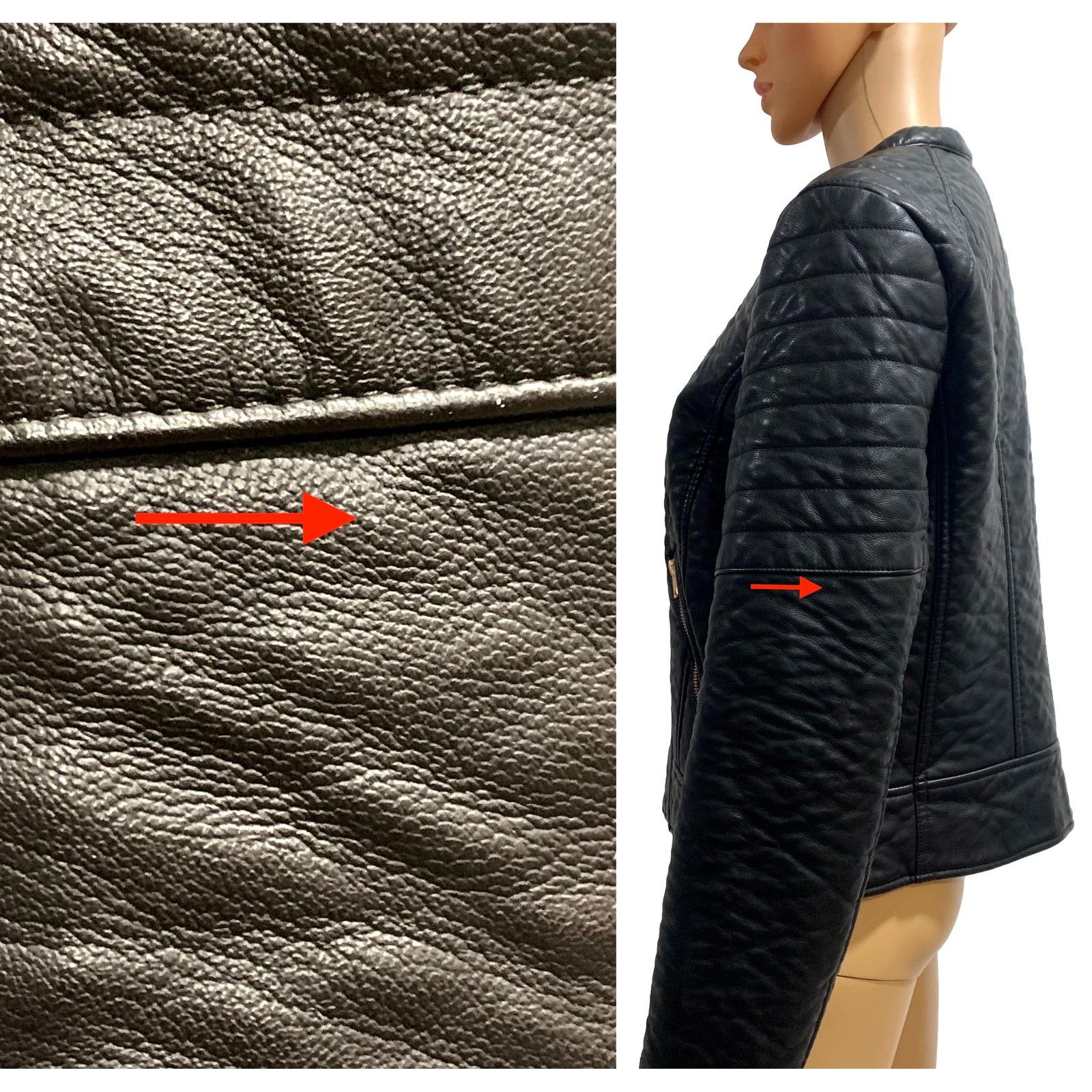 Andrew Marc Vegan Faux Leather Cafe Racer Motorcycle Biker Jacket Size L / US 10 / IT 46 - 9 Thumbnail