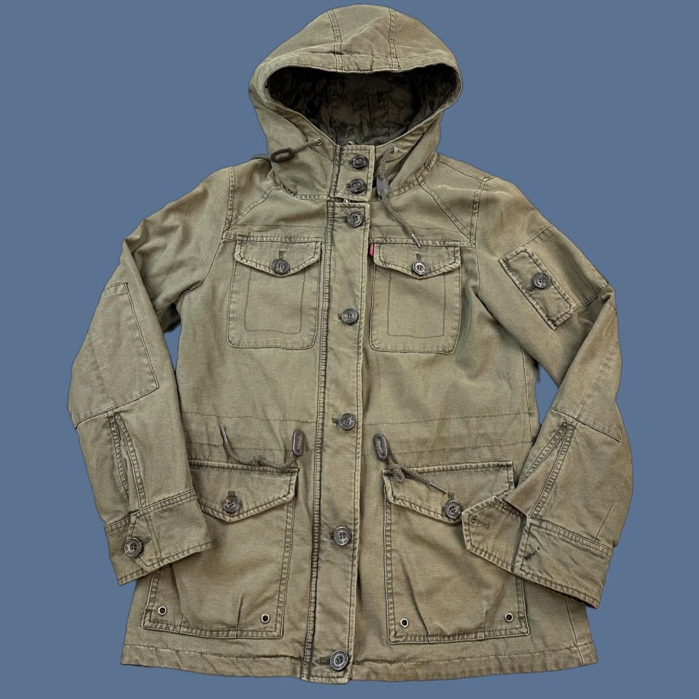 Levi's VINTAGE Levi's Jacket Women Medium Olive Green Army Military Chore Hooded Anorak Size M / US 6-8 / IT 42-44 - 1 Thumbnail