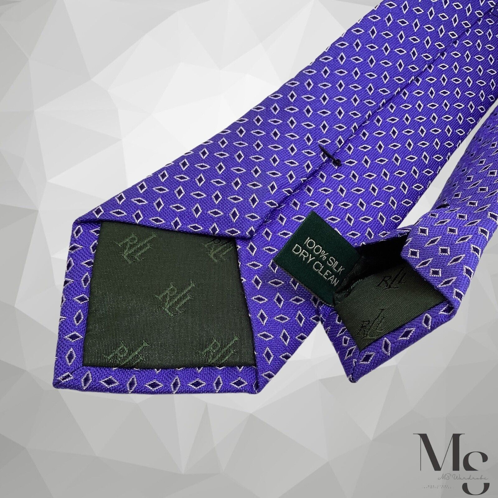 Lauren Ralph Lauren LAUREN RALPH LAUREN Blue Geometric Silk Tie W: 2.5" EX COND Size ONE SIZE - 2 Thumbnail