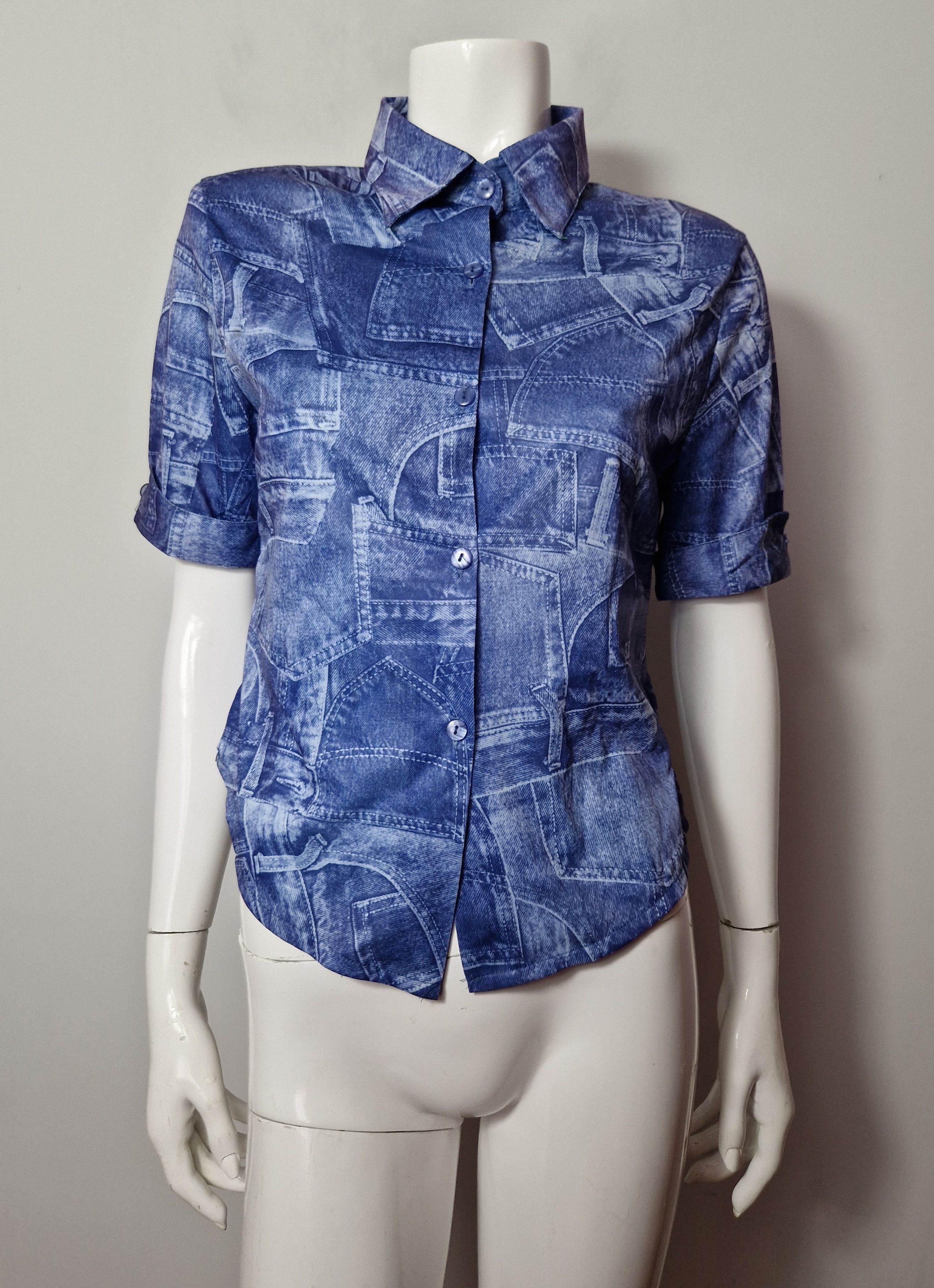 Versace Versace vintage denim print DSWT blouse Size S / US 4 / IT 40 - 6 Thumbnail