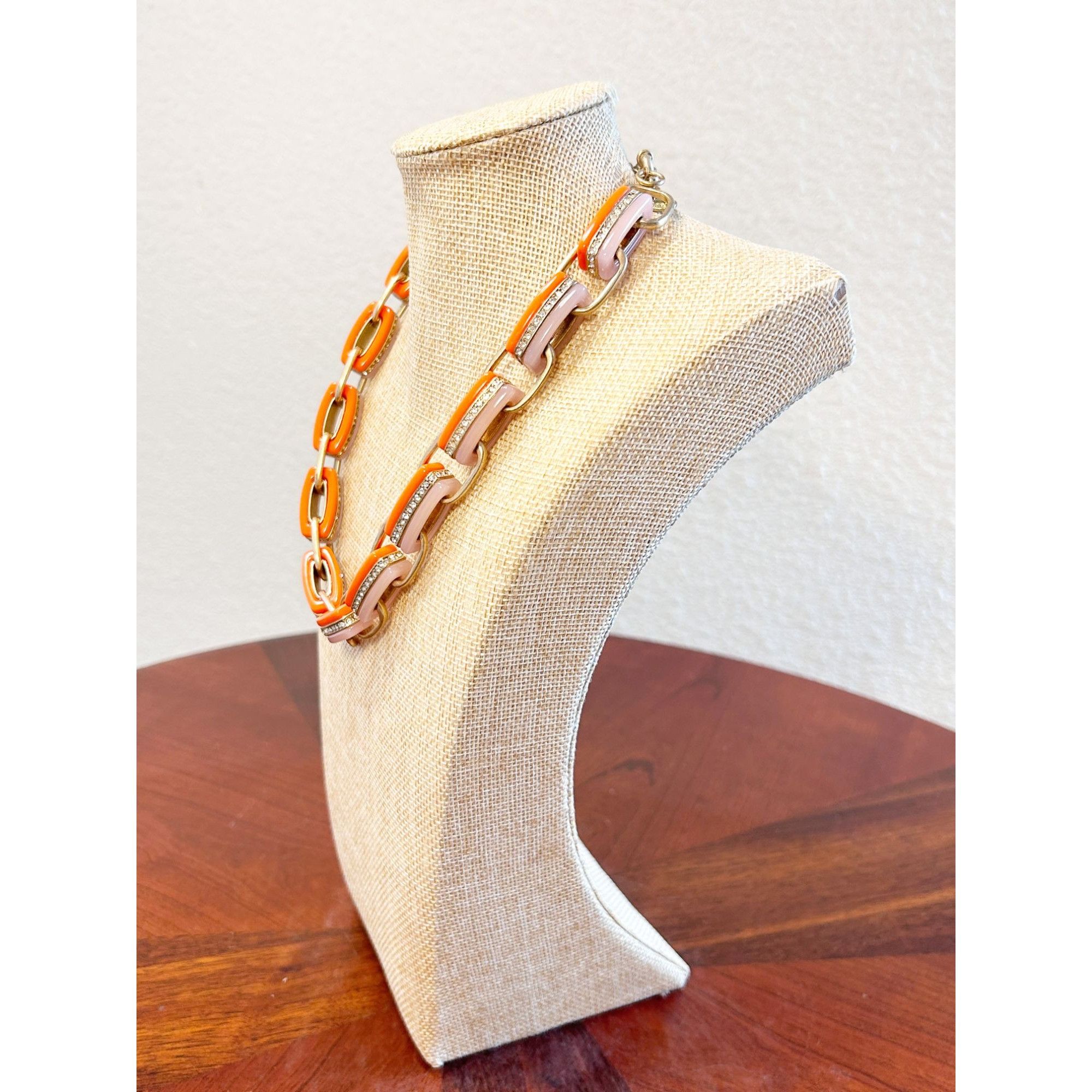 J.Crew J. Crew Enamel Crystal Chain Link Statement Necklace in Oran Size ONE SIZE - 3 Thumbnail