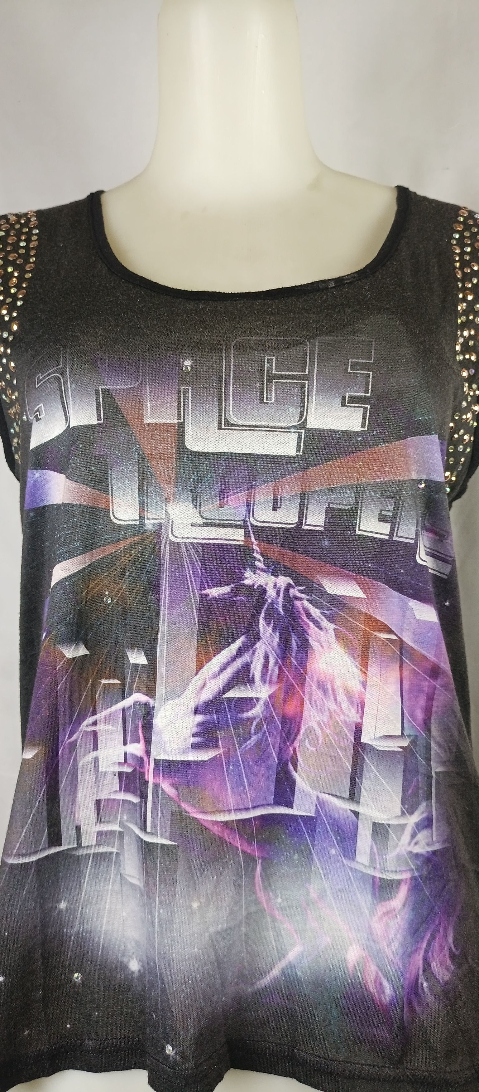 Japanese Brand VALLEY GIRL Space Trooper Rhinestone Tank Top Size S / US 4 / IT 40 - 3 Thumbnail