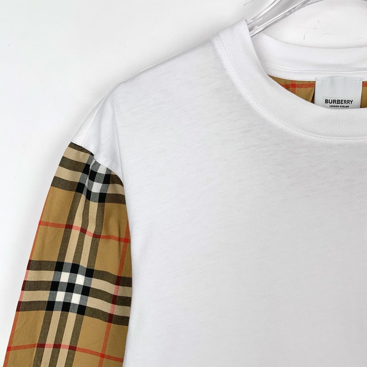 Burberry Burberry White Plaid Spliced Short Sleeve T-Shirt K26WX Size S / US 4 / IT 40 - 3 Thumbnail