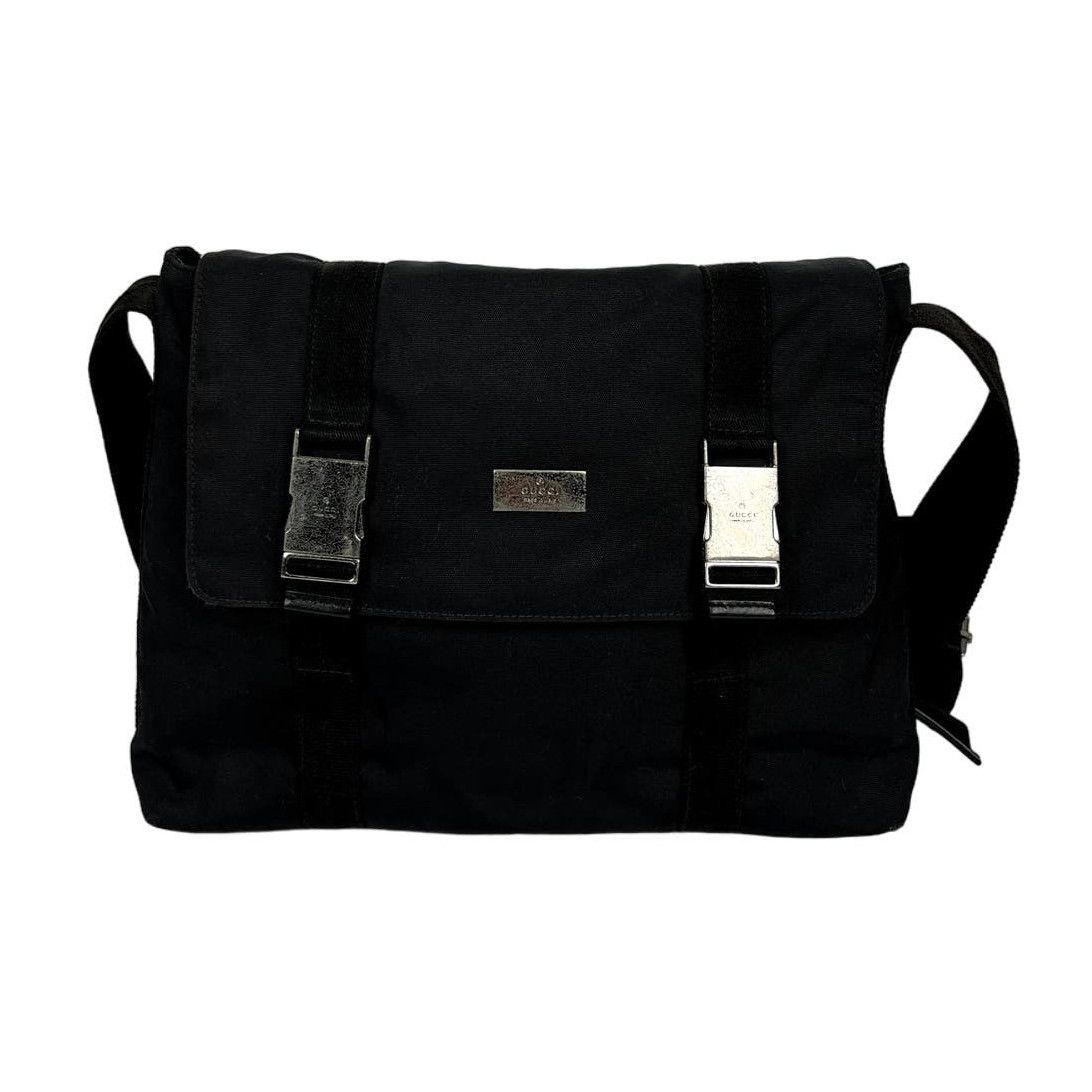 Gucci Double Buckle Nylon Messenger Bag