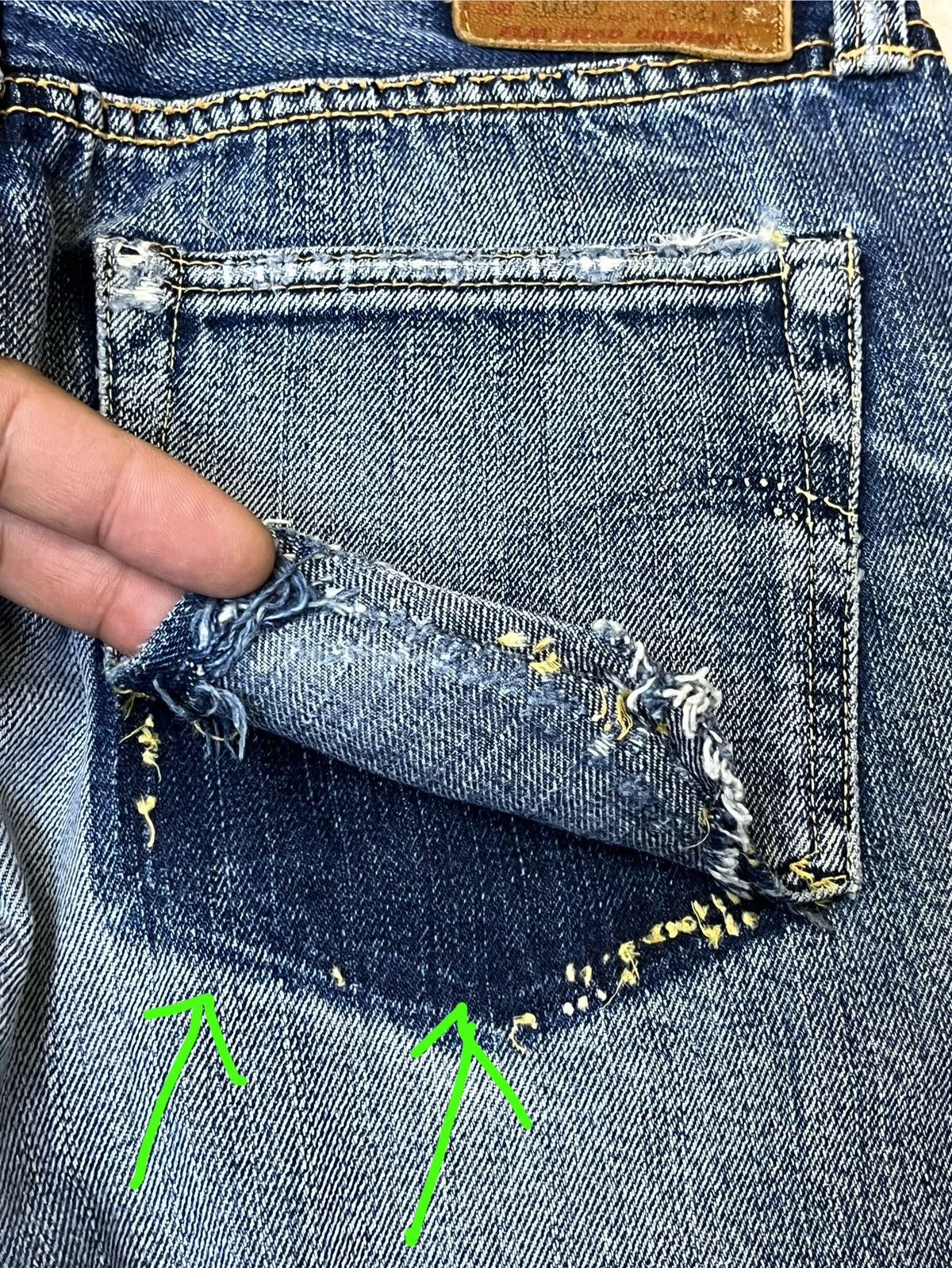 The Flat Head Sick🔥Japanese denim THE FLAT HEAD distressed selvedge jeans Size US 30 / EU 46 - 16 Thumbnail