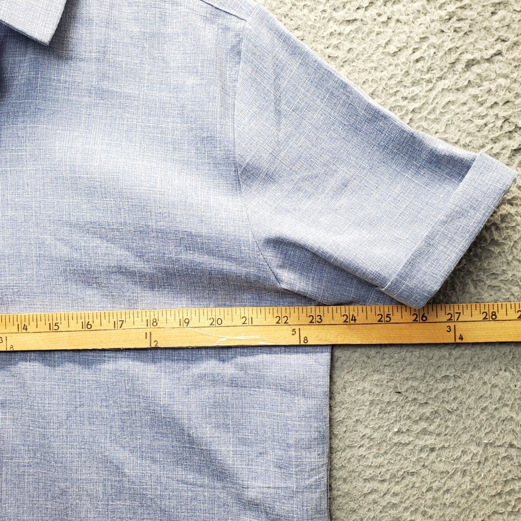 Vintage Coofandy Mens Blue Solid Button-Up Shirt - L - Short Sleeve Collared Casual Shirt Size US L / EU 52-54 / 3 - 6 Thumbnail