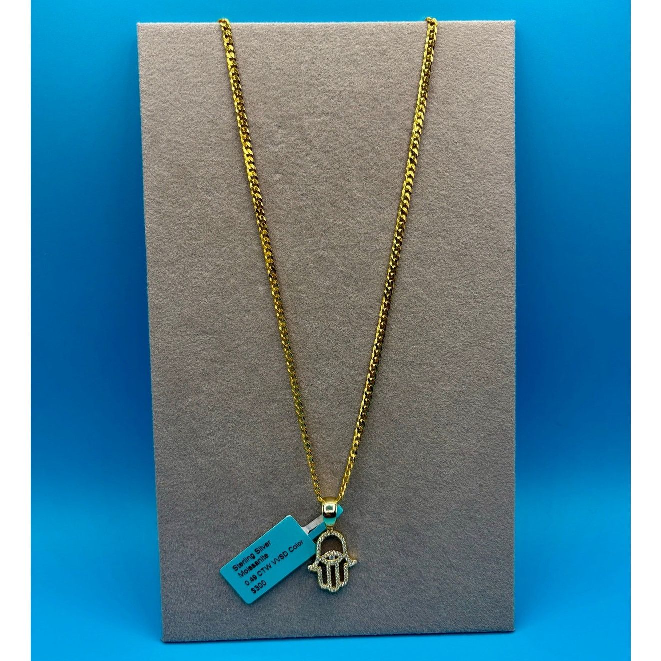 Jewelry NWT .5ct Moissanite Hamsa Vermeil Gold over 925 Necklace Size ONE SIZE - 3 Thumbnail