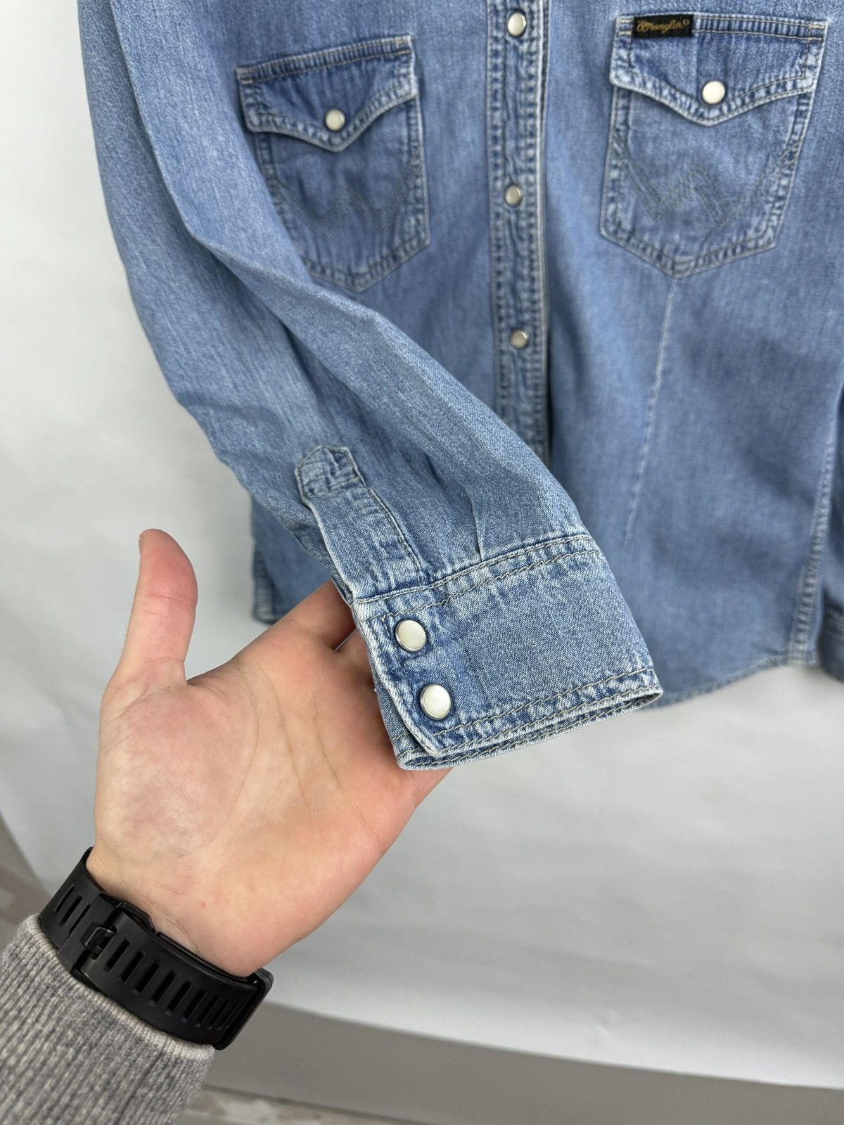 Wrangler 🇺🇸 Vintage 90s Wrangler Authentic Western Denim Shirt USA Size M / US 6-8 / IT 42-44 - 6 Thumbnail