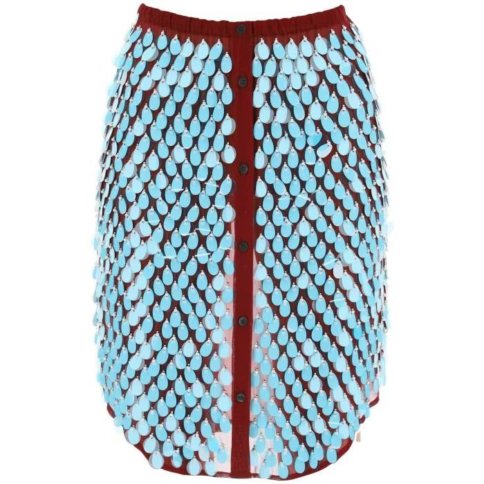 image of Dries Van Noten O1S22I1N0524 Sequined Shirty Mini Skirt In Blue, Women's (Size 38)