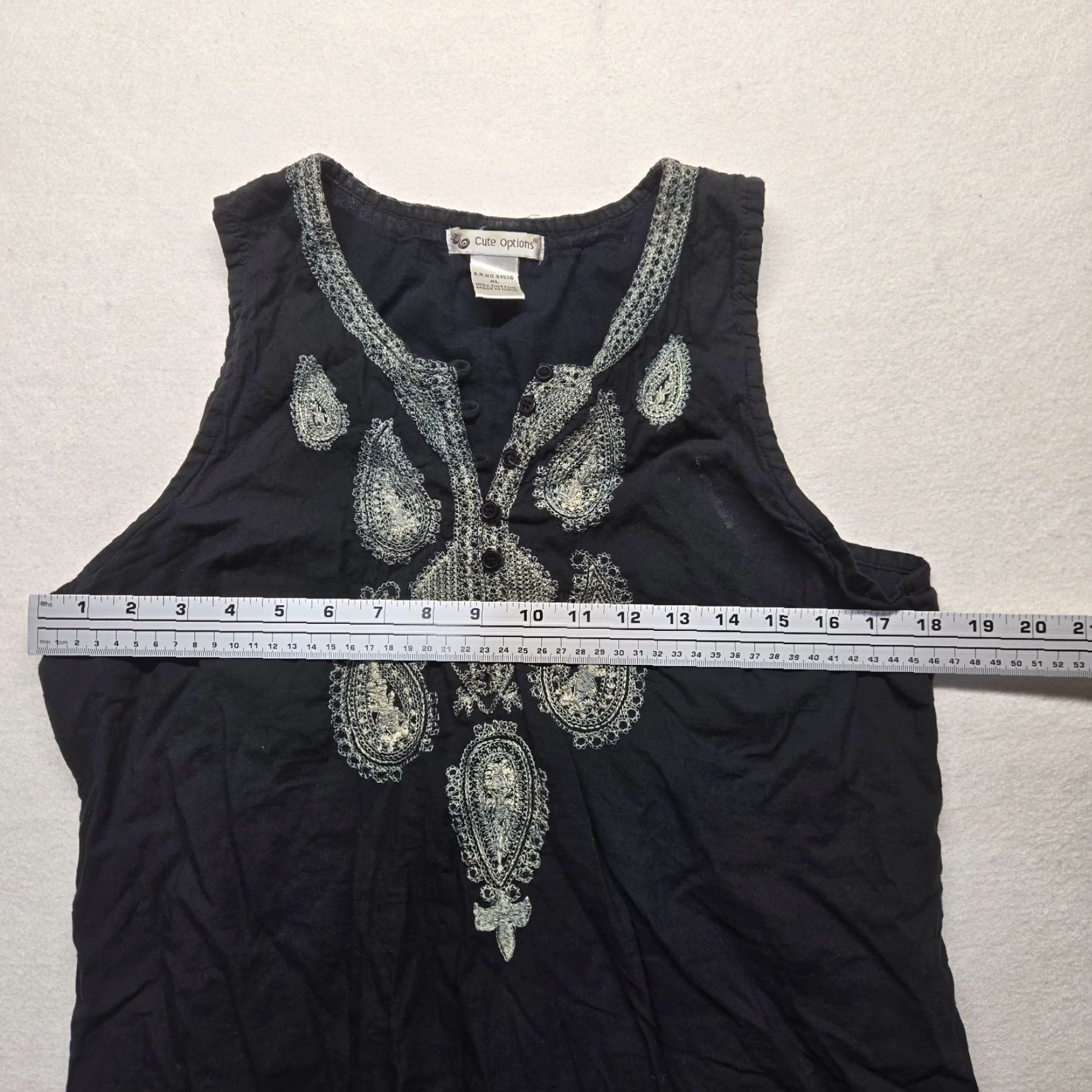 Vintage VINTAGE Cute Options Shirt Dress Adult XL Black Sleeveless Embroidered Cotton Knee Length Womens Size XL / US 12-14 / IT 48-50 - 5 Thumbnail