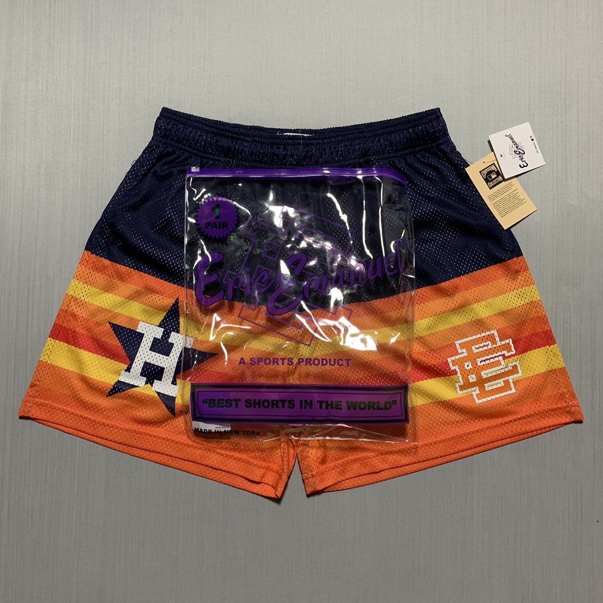 Eric Emanuel Mens Orange Houston Astros New Era Athletic Mesh factory Shorts Size XL