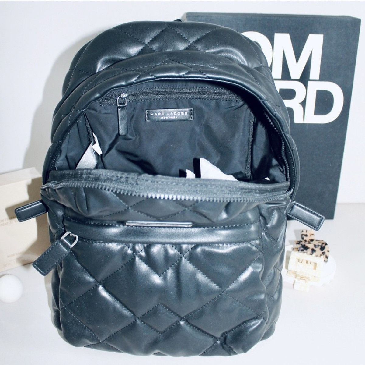 Marc Jacobs MARC JACOBS Quilted Faux Leather Black Backpack Size ONE SIZE - 2 Thumbnail