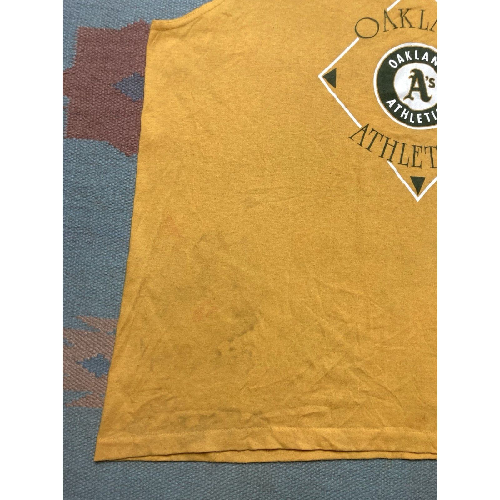 Vintage VINTAGE 90s Tank Top Sleeveless Shirt Oakland Athletic A’s Stained Distressed XL Shirt Men Yellow 90s Athletic T-Shirt Mens XL Bays? Size US XL / EU 56 / 4 - 2 Thumbnail
