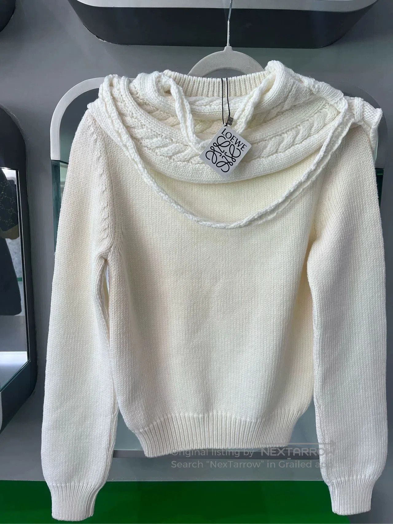 Loewe Loewe White Knitted Sweater with Braided Detail. Size US XS / EU 42 / 0 - 2 Thumbnail