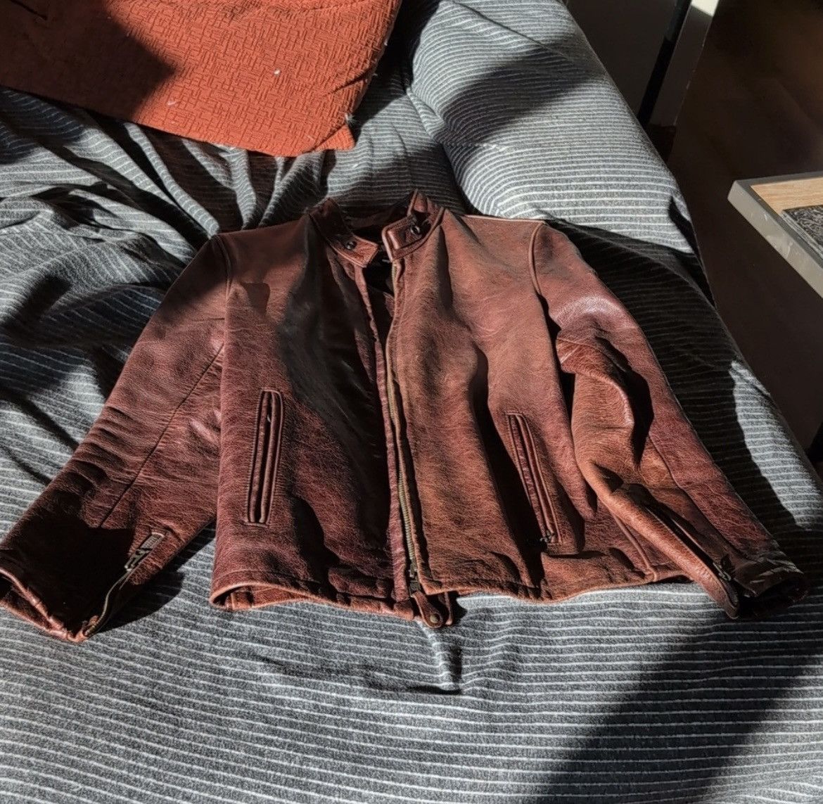 Schott Schott Brown 654 Cafe Leather Jacket (M) Size US M / EU 48-50 / 2 - 5 Thumbnail