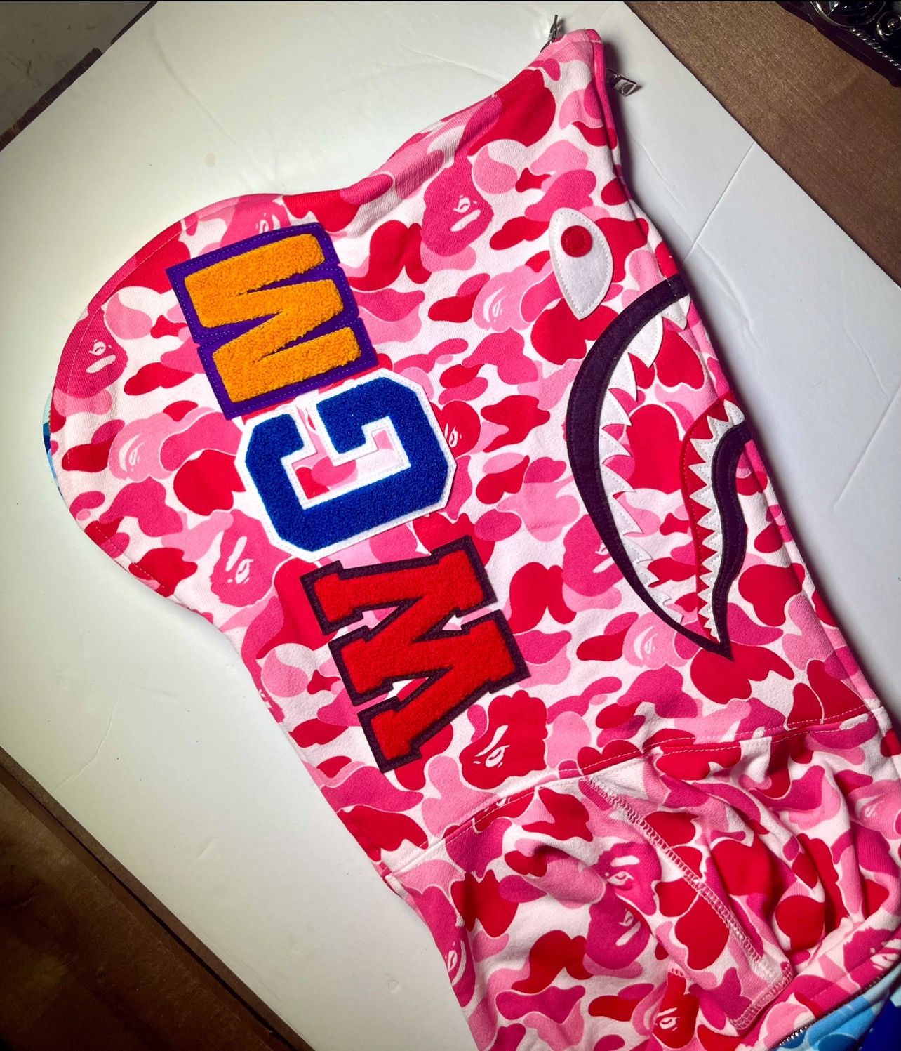 Bape BAPE ABC Camo Separate Shark Full Zip Hoodie 'Pink' Size US XL / EU 56 / 4 - 4 Thumbnail