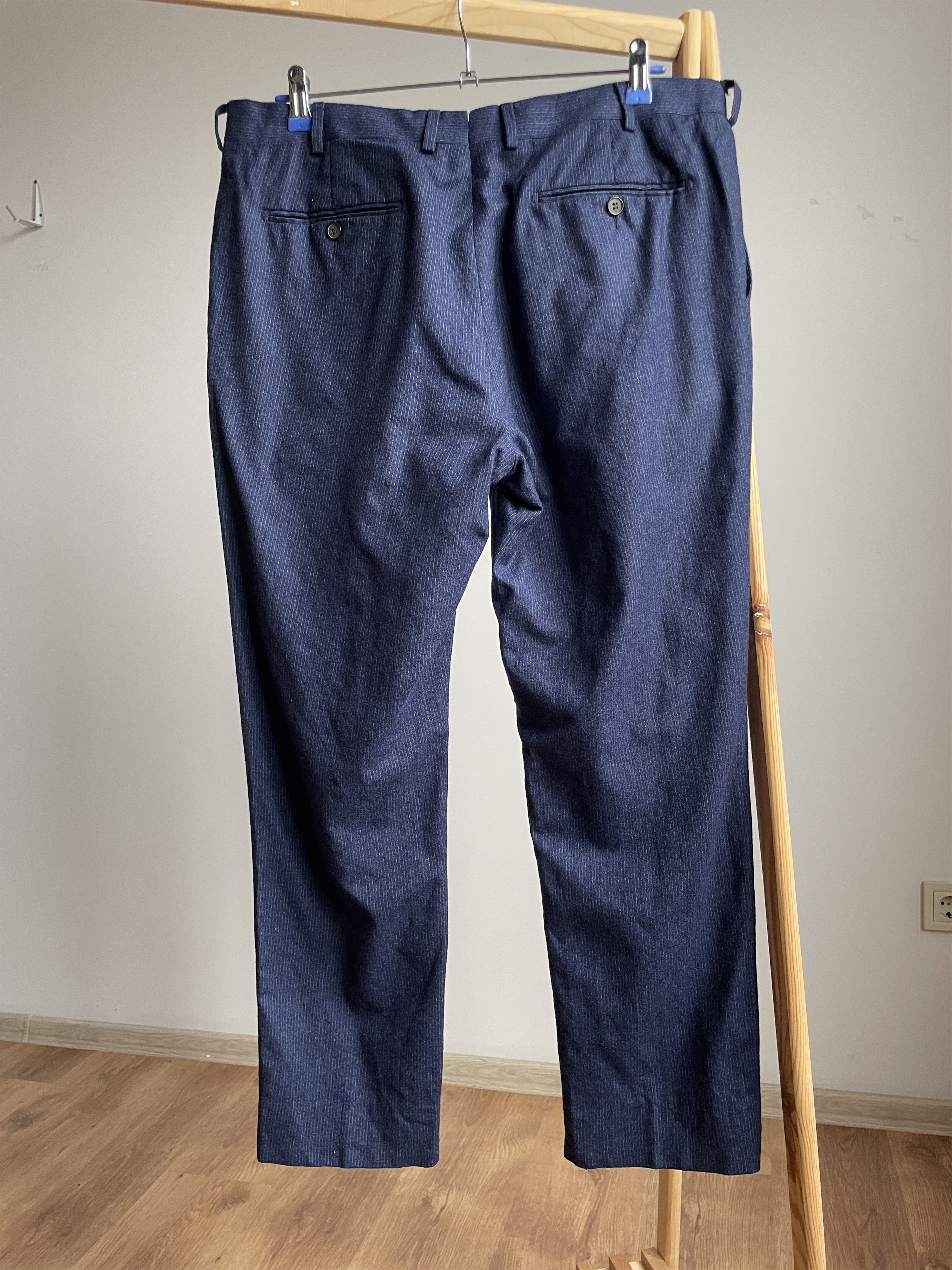 Suitsupply Suitsupply Brescia Pinstripe Navy Wool Dress Trousers Size 44S - 2 Thumbnail
