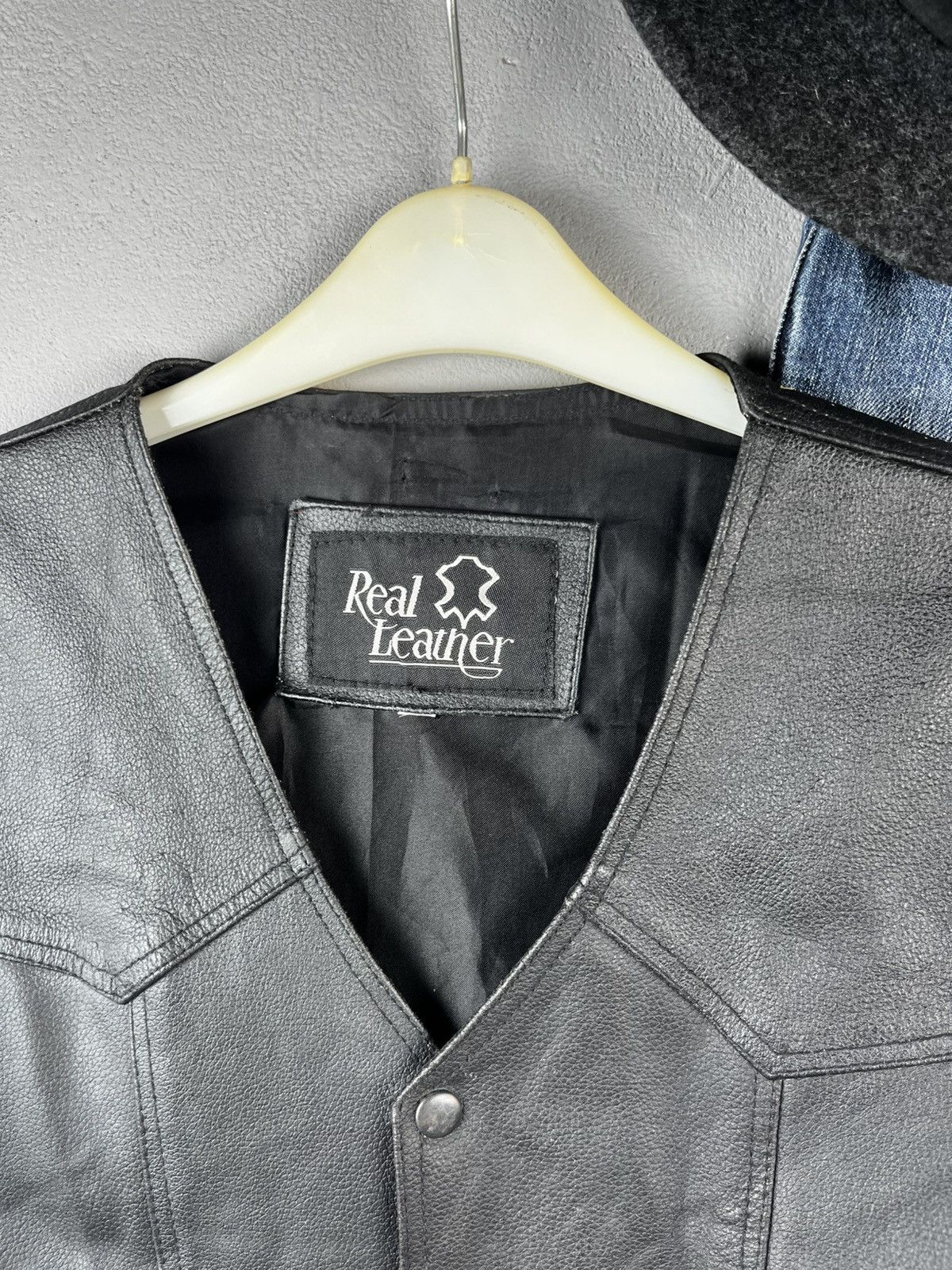 Schott Schott style leather vest 90s Size US L / EU 52-54 / 3 - 6 Thumbnail