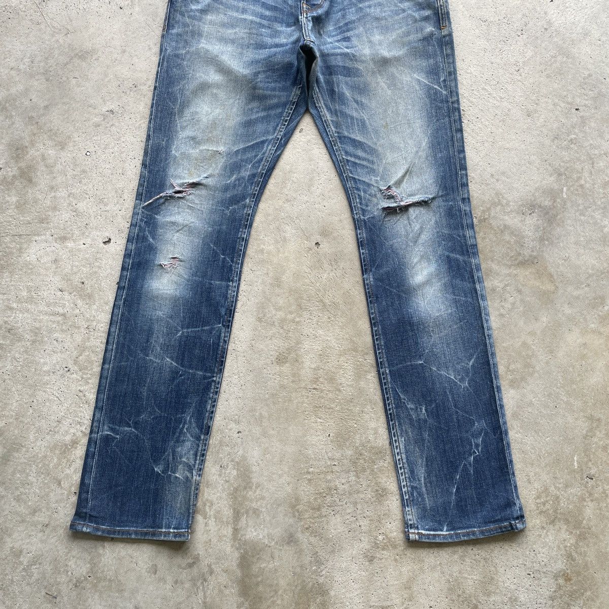 Japanese Brand × Jean × Numbers Vintage Back Number Distressed Faded Jeans Pants Denim W33 Size US 33 - 5 Thumbnail