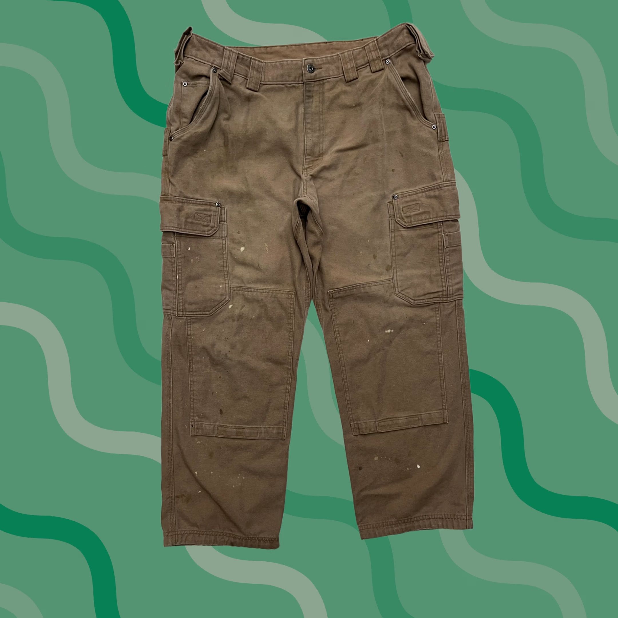 Vintage Duluth Trading Double Knee Pants Jeans Mens 38x30 Cargo Utility Workwear Heavy Brown Cotton Pants Mens 38x30 Size US 38 / EU 54 - 1 Thumbnail