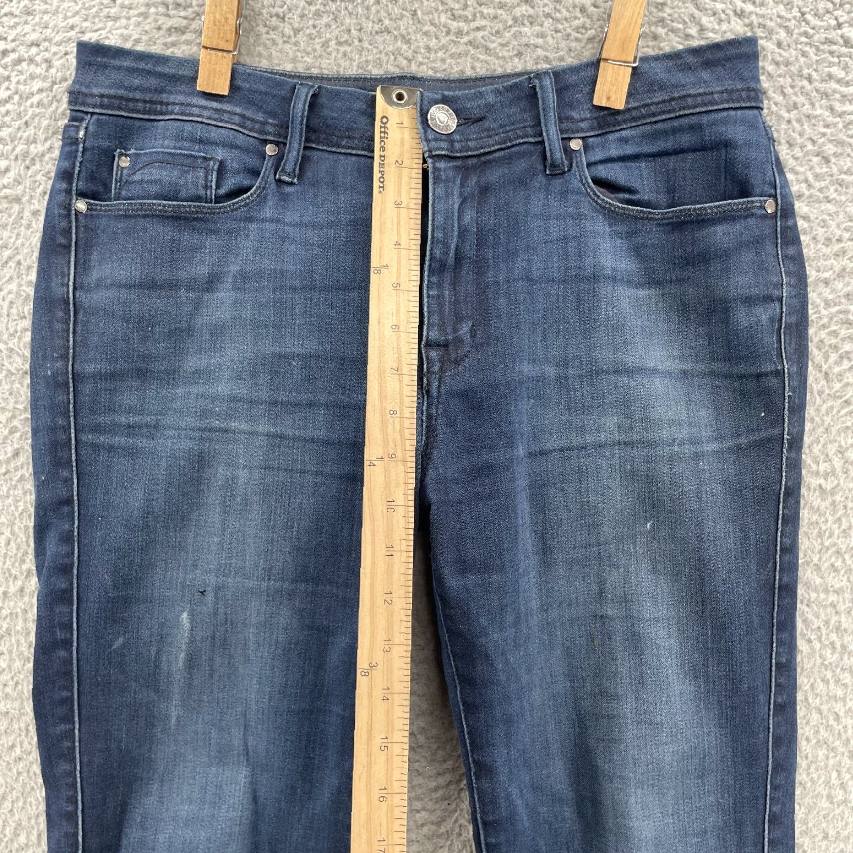 Vintage Fidelity Jeans Women's 32* Dark Belvedere High Rise Ultra Slim Classic Academia Jeans Woman Slim Skinny 5-Pocket Denim Blue Size 24" / US 00 / IT 34 - 7 Thumbnail