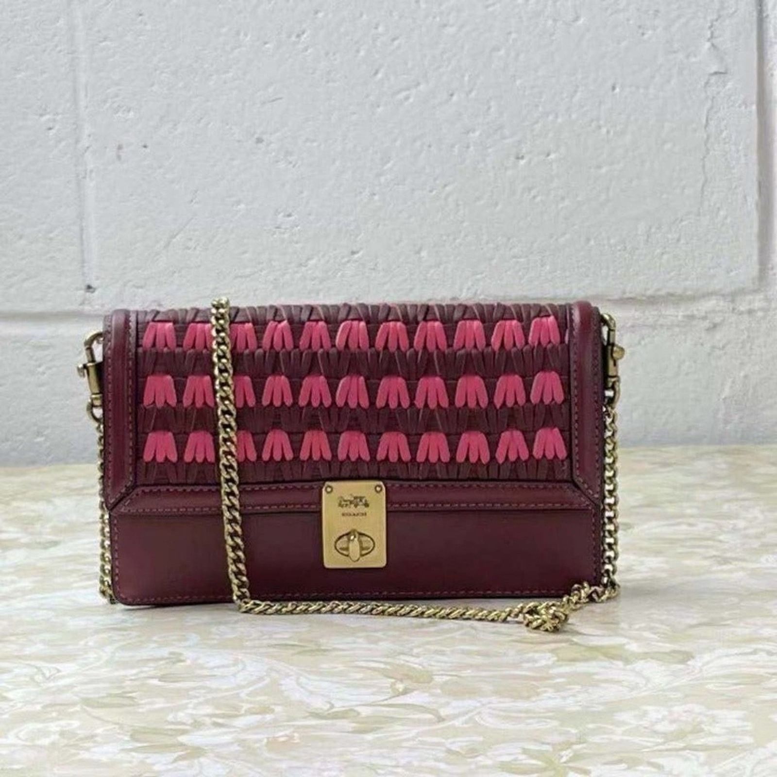 Coach Coach 3652 Hutton Clutch With Weaving Confetti Pink Multi Size ONE SIZE - 5 Thumbnail