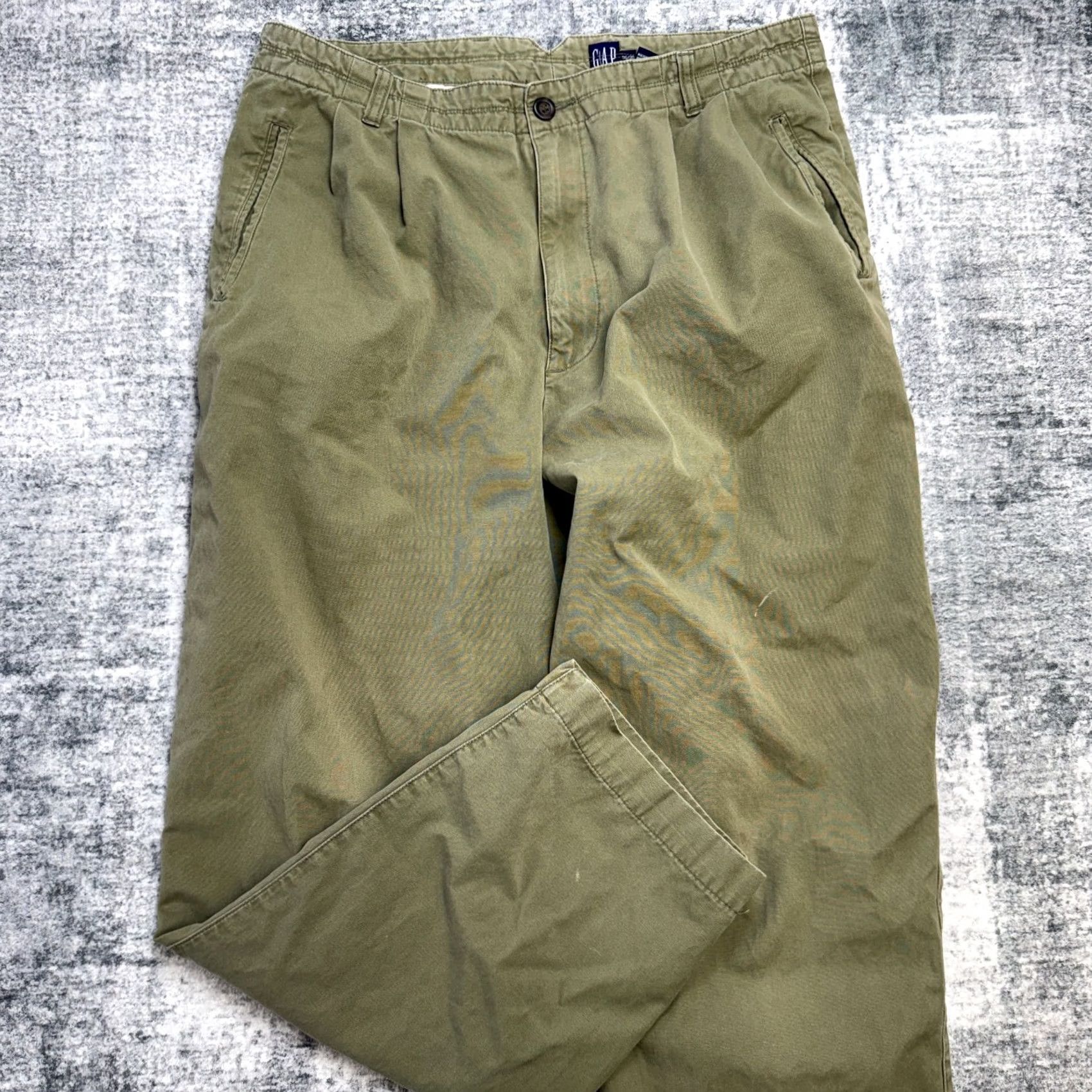 Gap VINTAGE GAP Pants Mens 36x30 (34x29) Green Khaki Pleated Field Trousers Military 90s Size US 36 / EU 52 - 2 Thumbnail