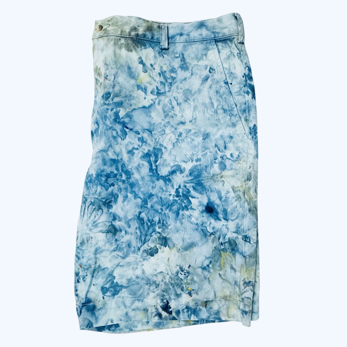 Vintage Upcycled Tie Dye Chino Shorts - Art Dyed w/ Blue wash Size US 38 / EU 54 - 6 Thumbnail