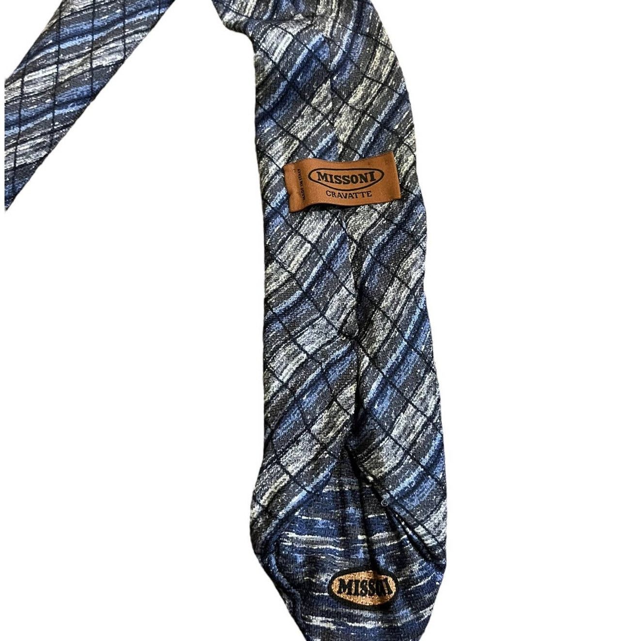 Missoni Missoni blue and gray geometric shapes silk tie Size ONE SIZE - 4 Thumbnail