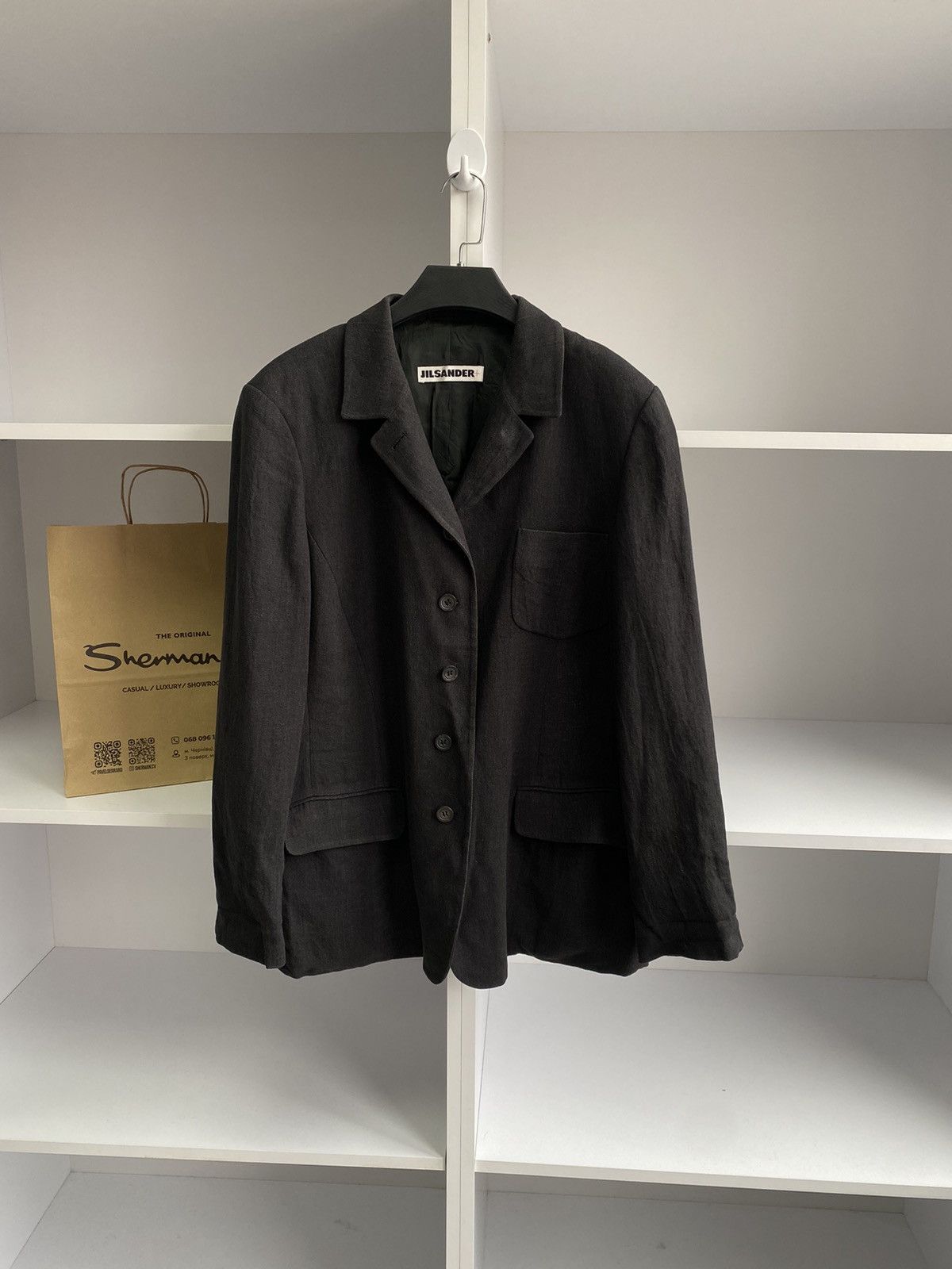 Designer × Jil Sander × Vintage Vintage Jil Sander Women’s Luxury Designer Grey Blazer Size L / US 10 / IT 46 - 2 Thumbnail