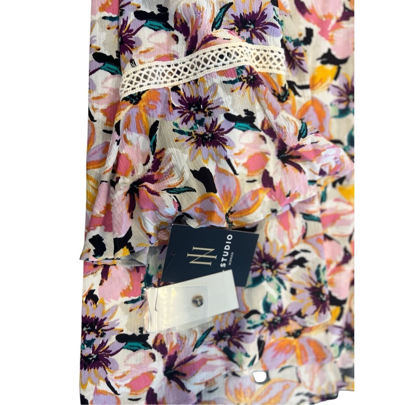 Other IN Studio boho crinkle rayon floral with Lace trim BOHO size Size XL / US 12-14 / IT 48-50 - 2 Thumbnail