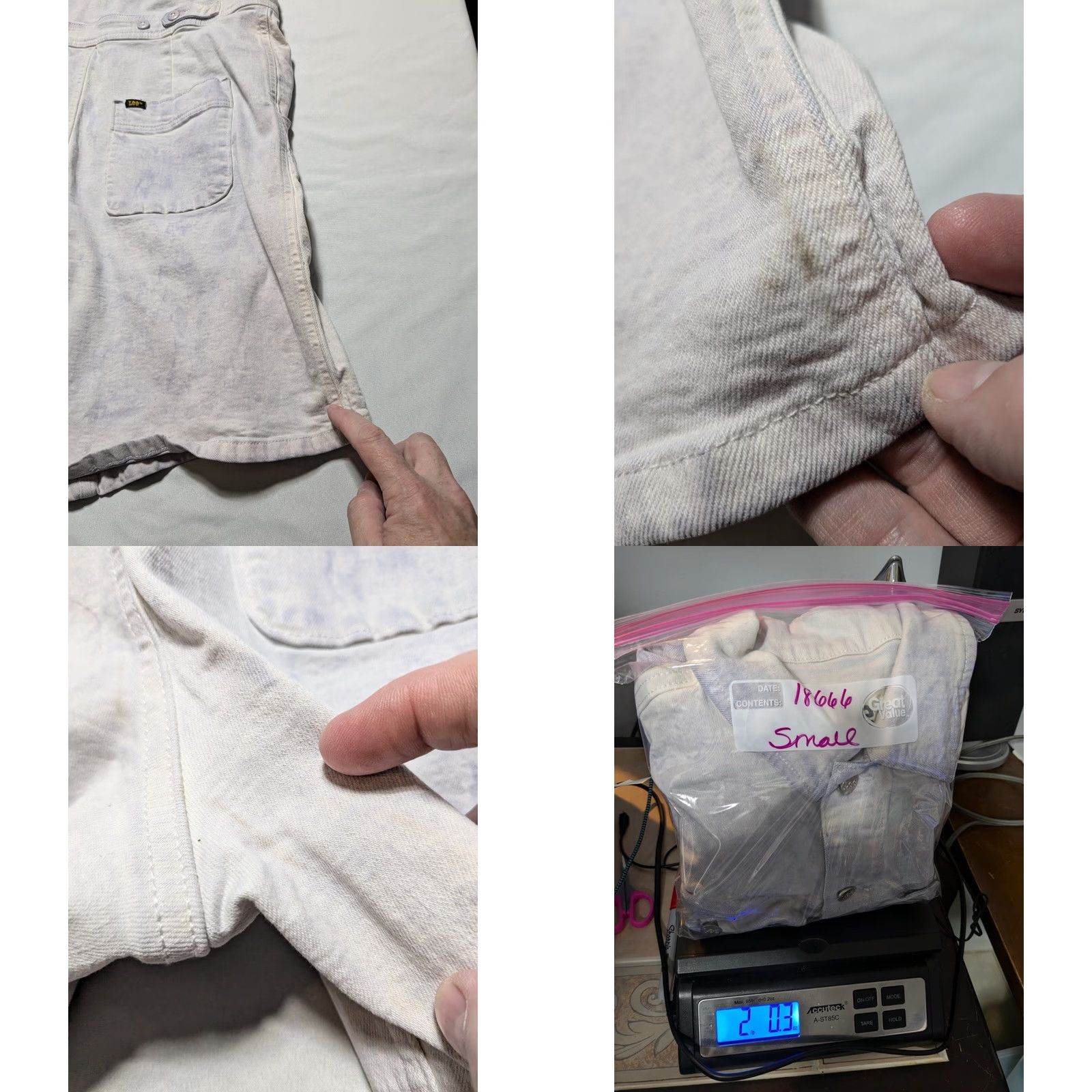 Lee LEE UNION-ALLS Women Small Purple Acid Wash Denim Short Romper Size 28" / US 6 / IT 42 - 11 Thumbnail