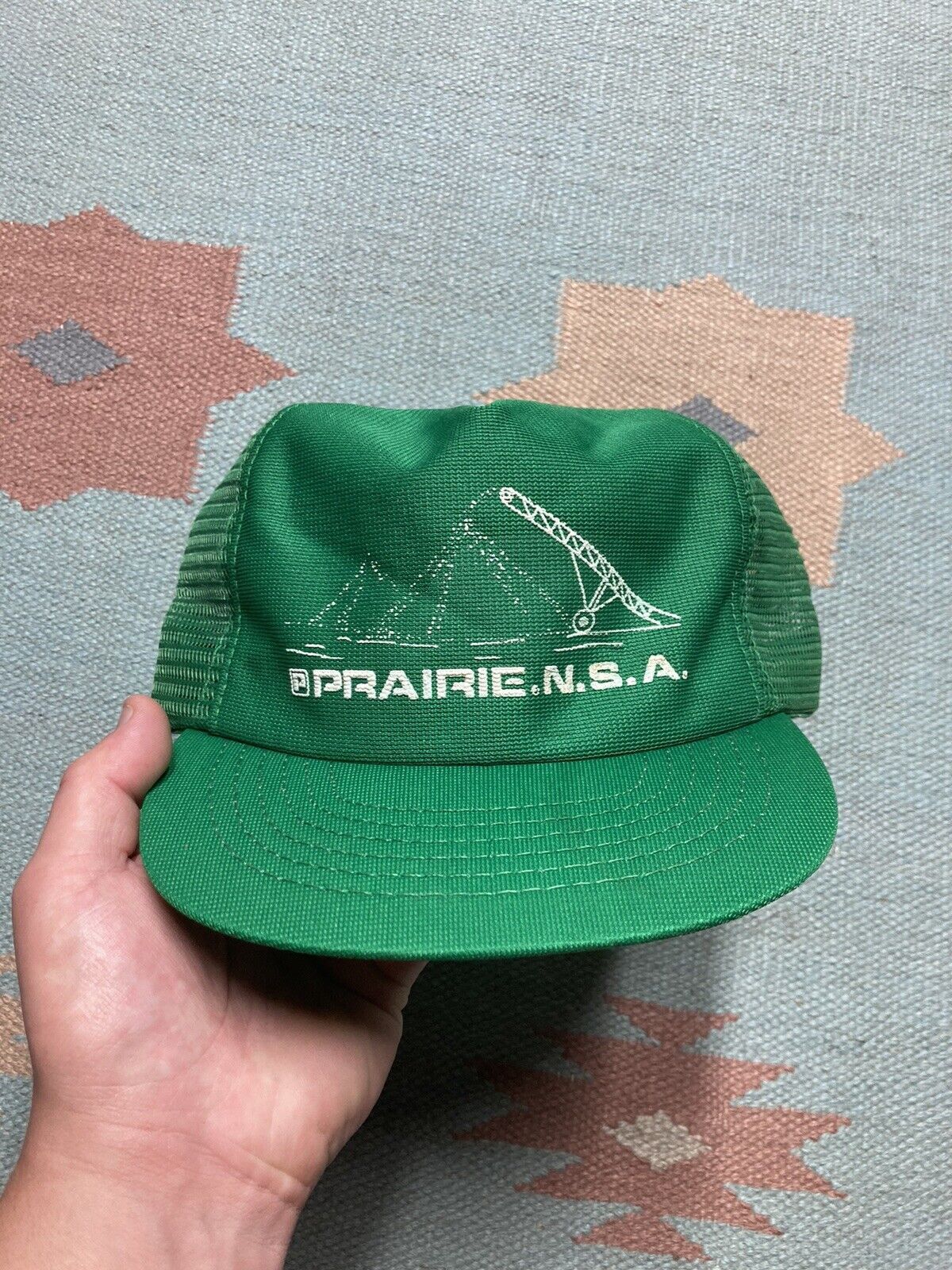 Vintage VTG 80s trucker hat mesh Prairie N.S.A mining forest green Size ONE SIZE - 2 Thumbnail