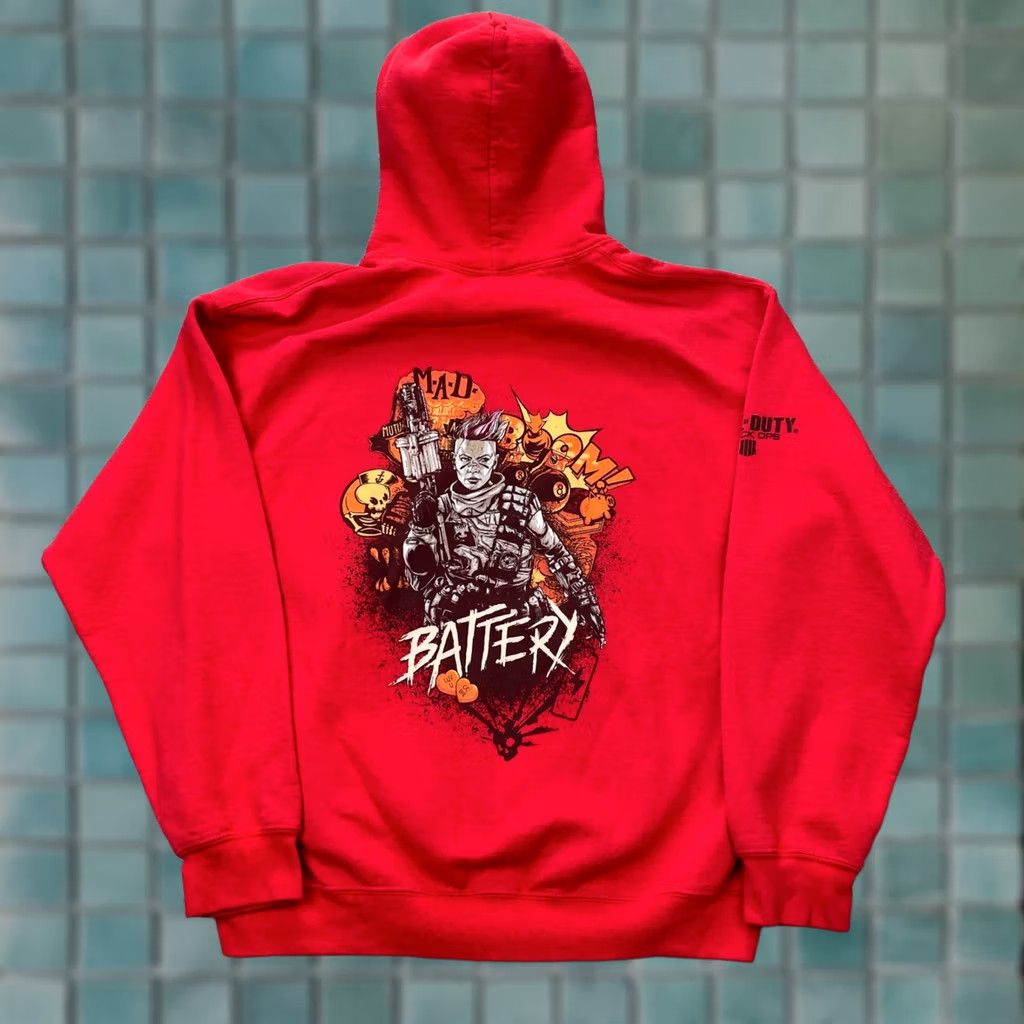Vintage Call of Duty Hoodie Mens L Red Black OPS Battery Video Game Pullover Xbox Shirt Size US L / EU 52-54 / 3 - 1 Thumbnail