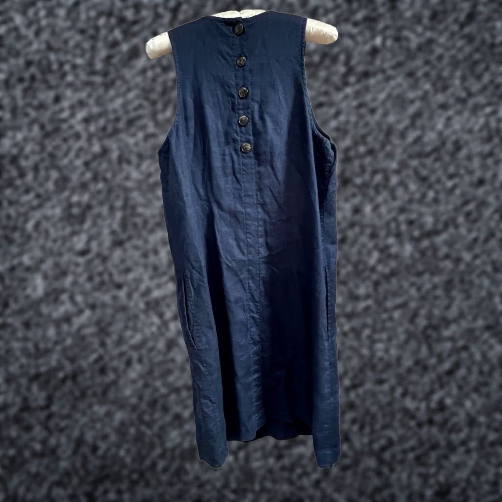 J.Crew J.Crew Linen Embroidered Button-Back Sleeveless Shift Dress Navy Medium Petite Navy Linen Embroidered Button Back Sleeveless Shift Dress Womens Size M / US 6-8 / IT 42-44 - 1 Thumbnail