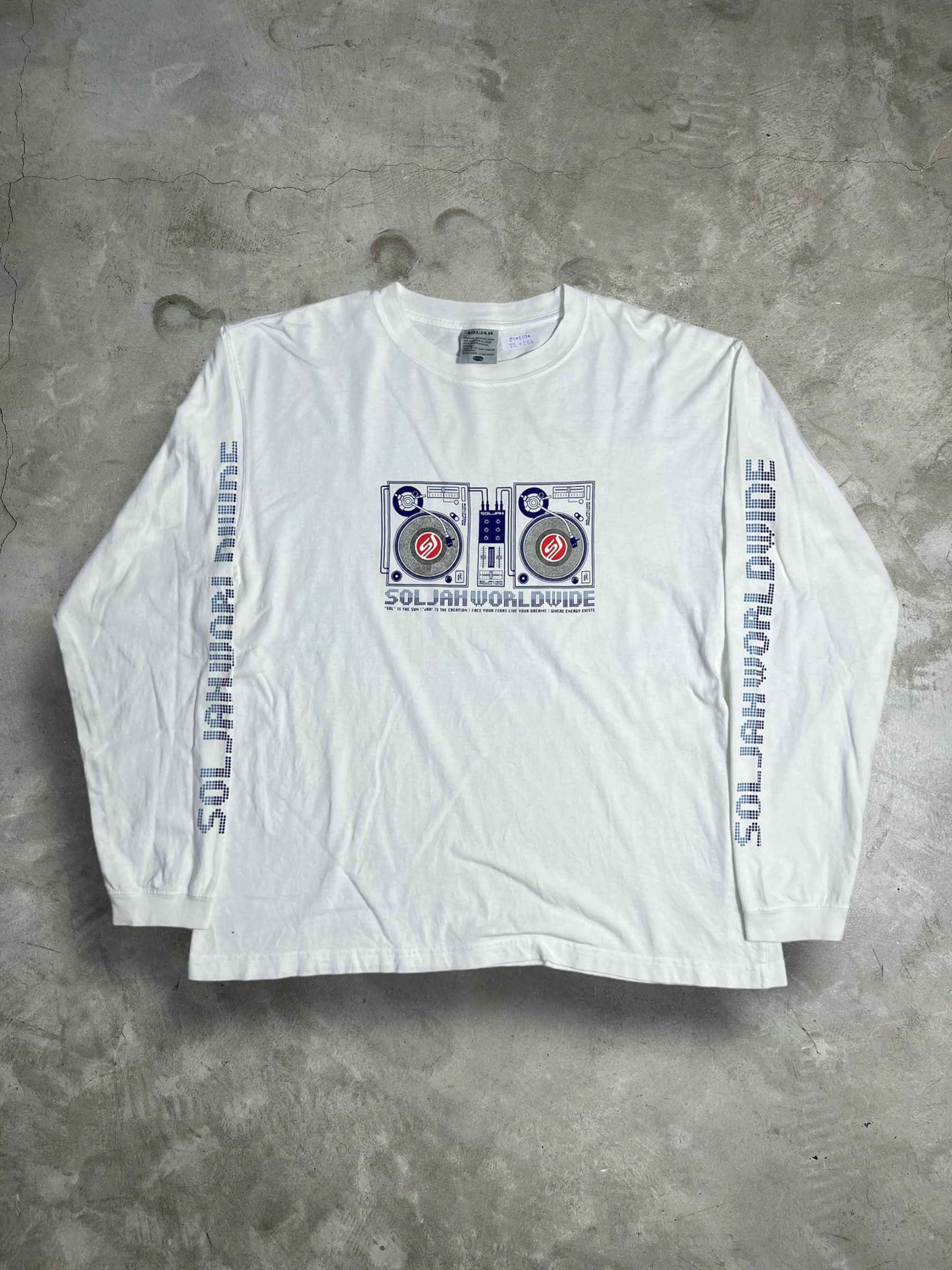 image of Archival Clothing x Vintage Soljah Clothing Worldwide Long Sleeve (L) Gtme094 in White (Size Large)
