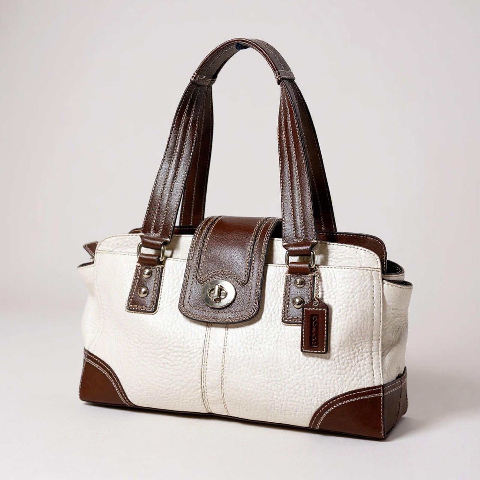 Coach Coach - White and Brown Leather Handbag Size ONE SIZE - 1 Thumbnail