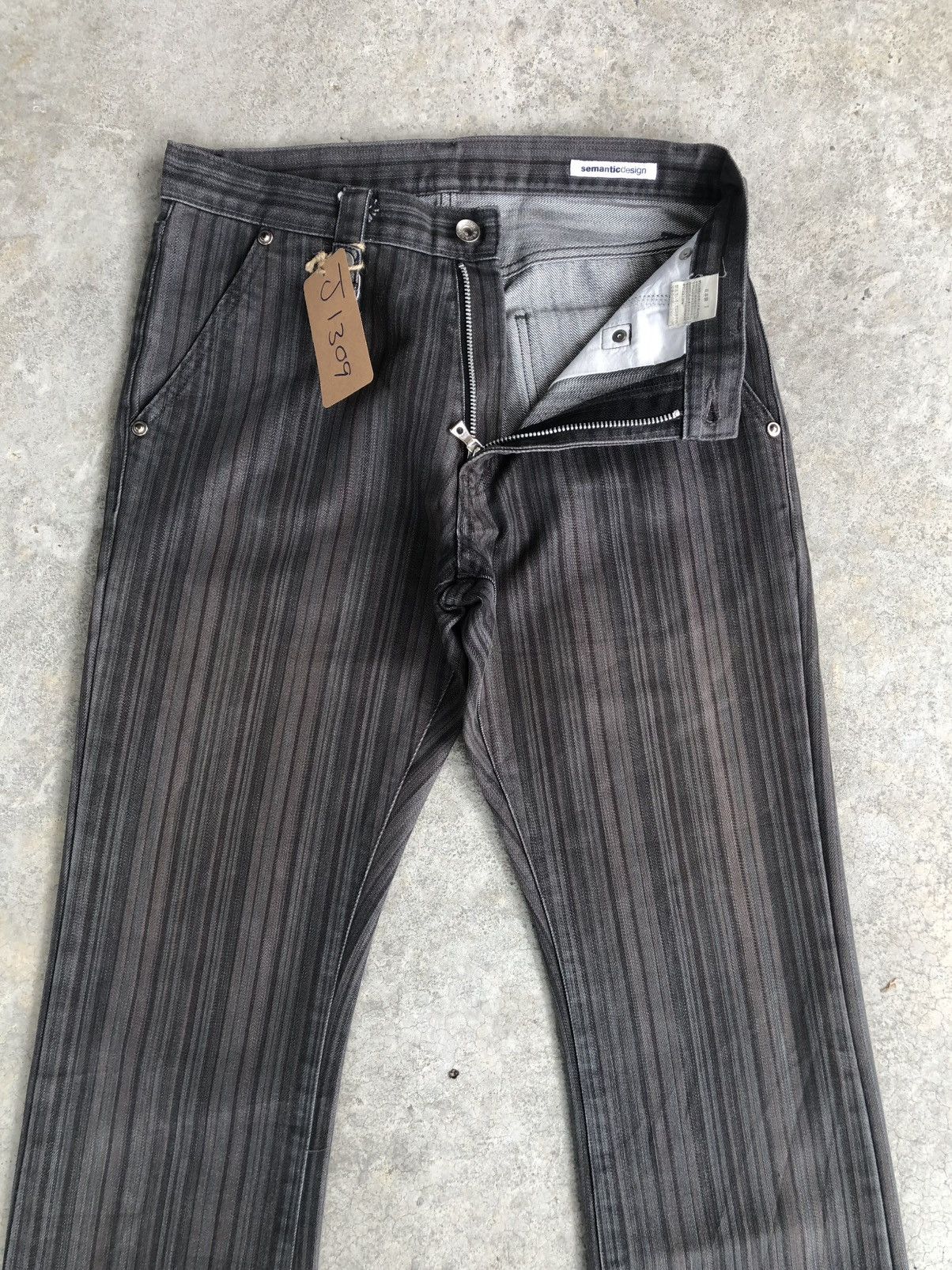 semanticdesign Japanese Semantic Design Flared Distressed Hickory Stripe Size US 29 - 3 Thumbnail