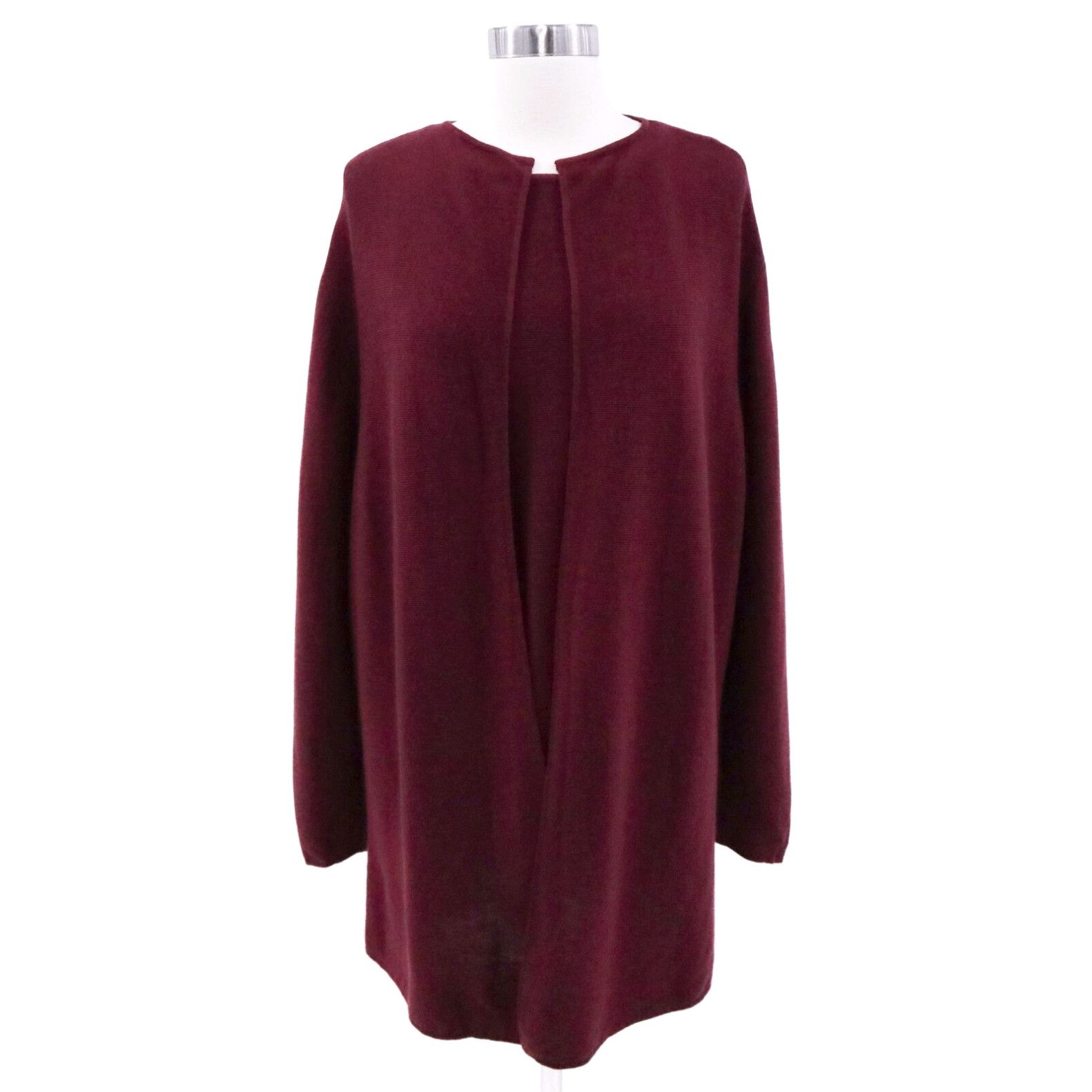 image of Nordstrom Twin Set Cardigan Shell Merino Wool Womens 1X/2X Burgundy Red Knit in White (Size 2XL)