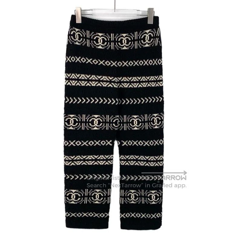 Chanel Chanel Black logo inlaid full-print knitted casual trouser Size 24" / US 00 / IT 34 - 2 Thumbnail