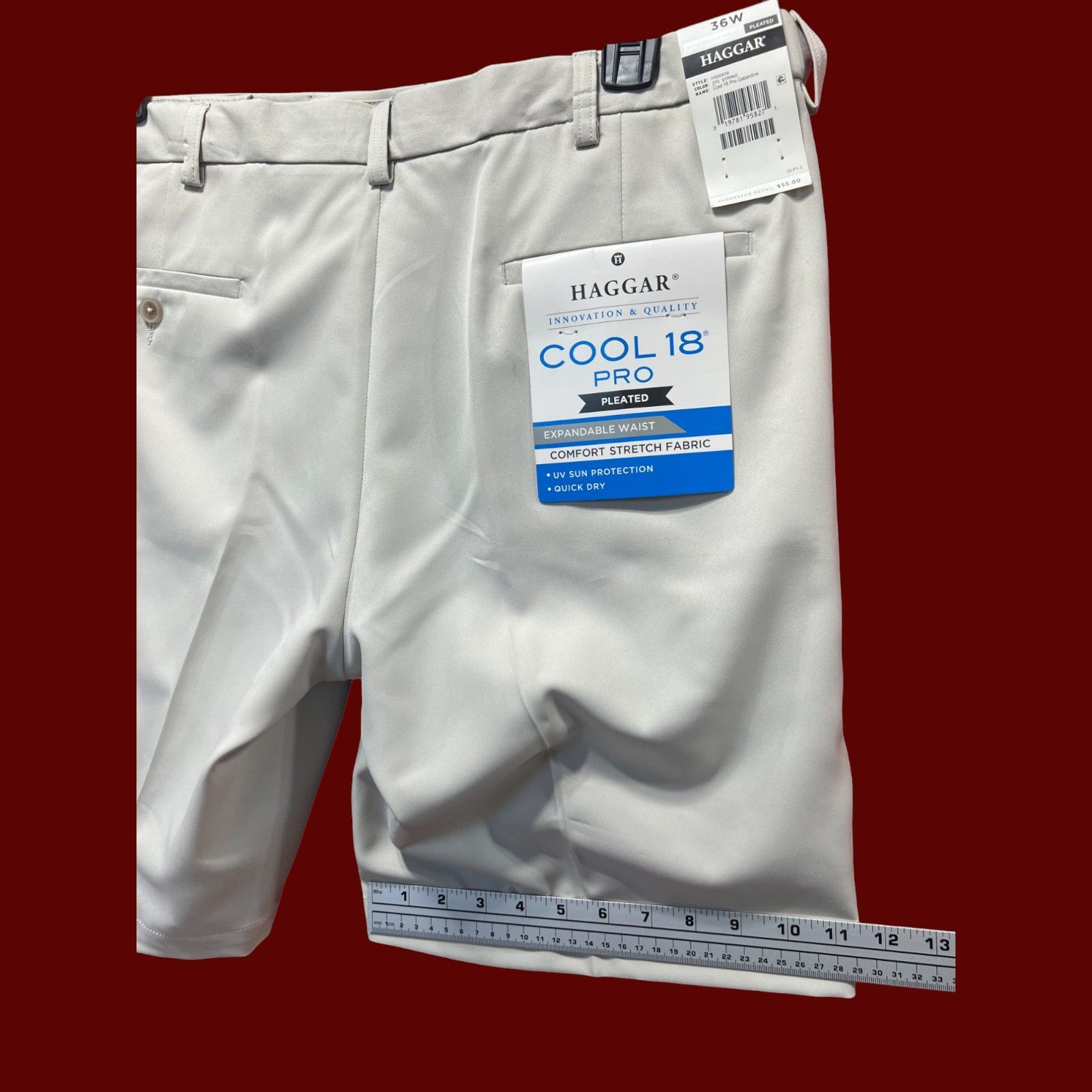 Other Haggar - Cool 18 Pro - Men's Pleat Front Short - Expandible Size US 36 / EU 52 - 10 Thumbnail