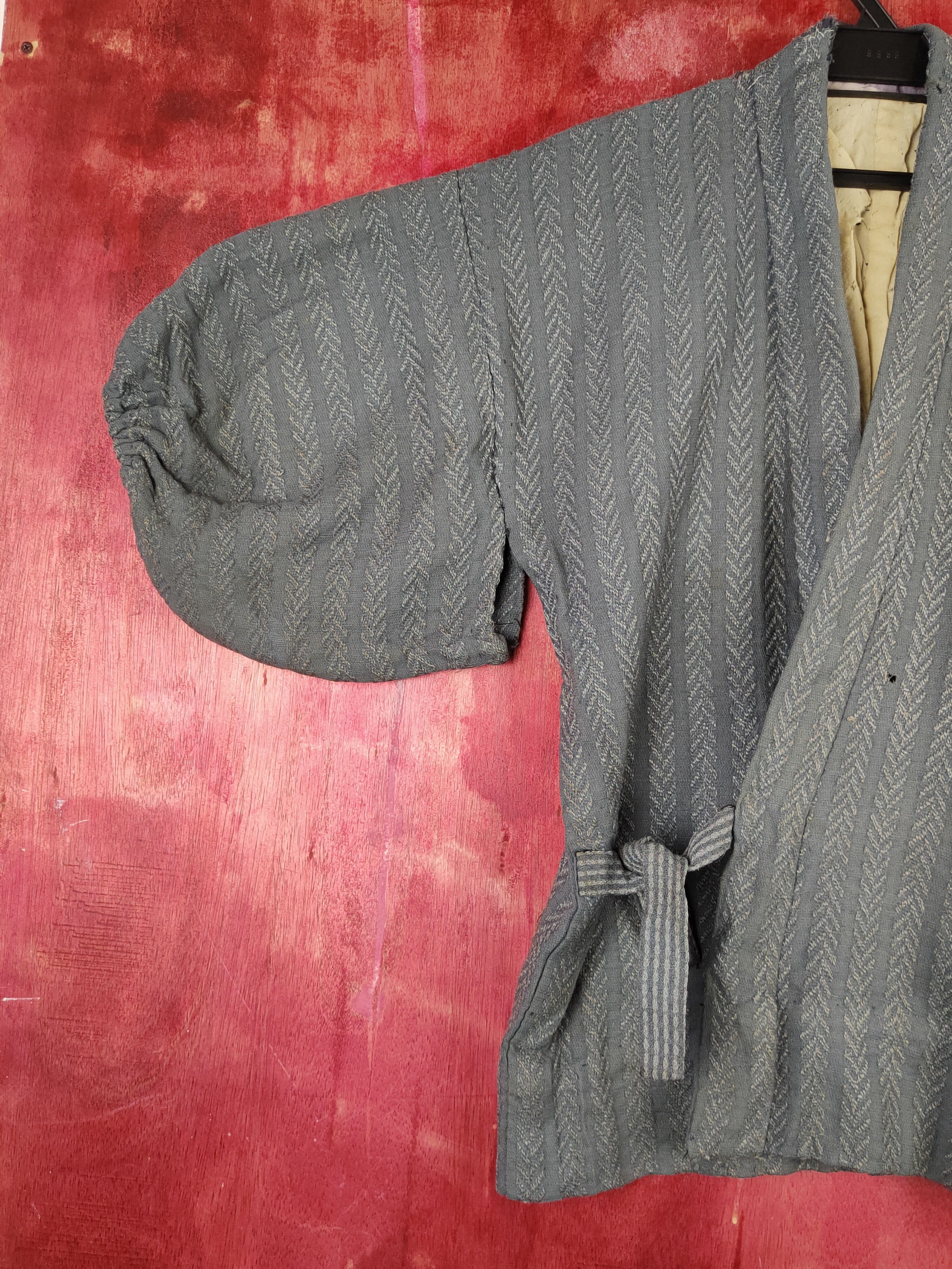 Komono Special Chiyotex vintage japan Dark Gray Kimono #S1364 Size US L / EU 52-54 / 3 - 3 Thumbnail