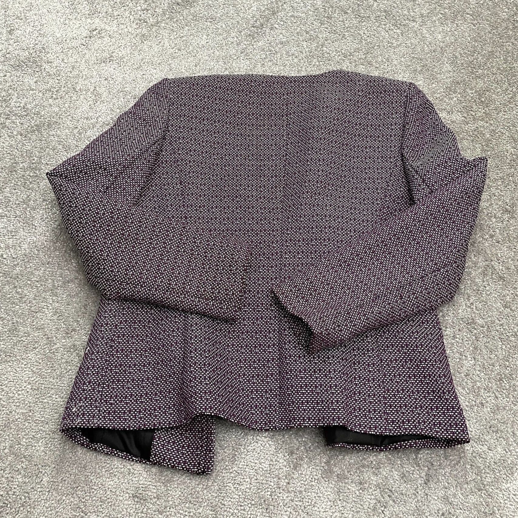 Vintage Tahari Blazer Open Coat Womens 10 Purple Geometric Lined - Tahari Arthur S. Levine Open Coat Blazer Womens 10 Purple Geometric Lined Work Size L / US 10 / IT 46 - 2 Thumbnail