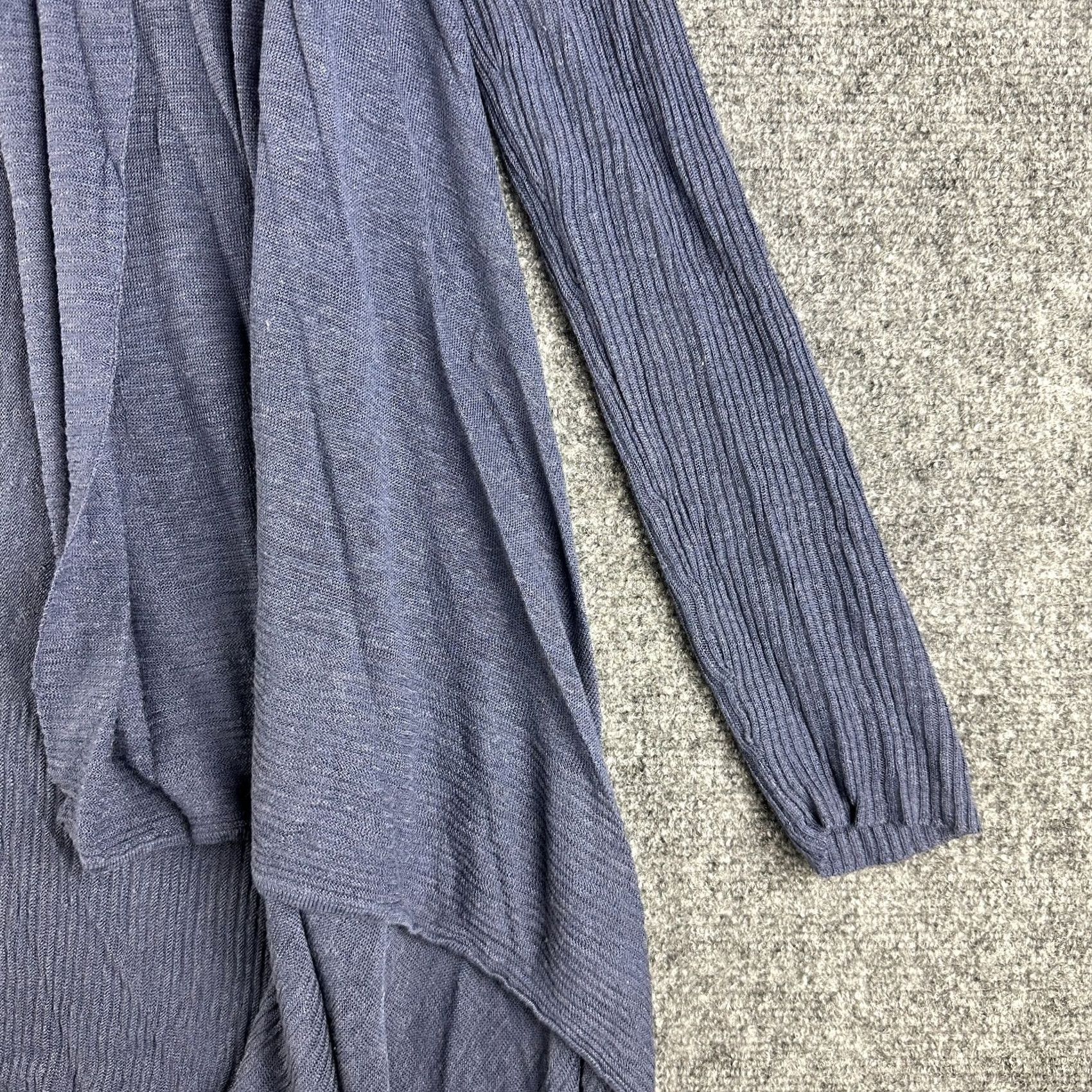 Talbots Talbots Cardigan Sweater Womens Petite Blue Linen Open Knit V-Neck Long Sleeve Stretch Size S / US 4 / IT 40 - 3 Thumbnail