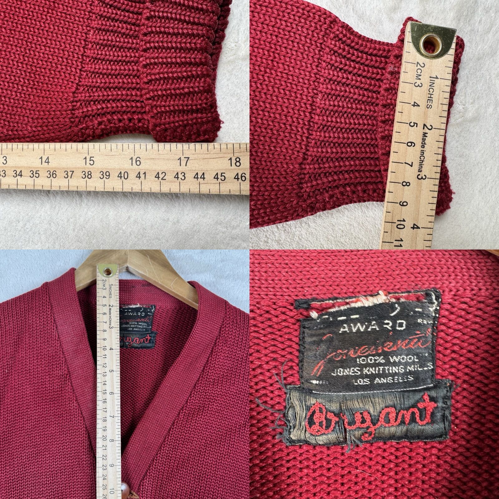 Vintage VINTAGE Jonesknit 50s Varsity Cardigan Sweater Mens M Red Gold Letterman Wool Buttons Size US M / EU 48-50 / 2 - 9 Thumbnail