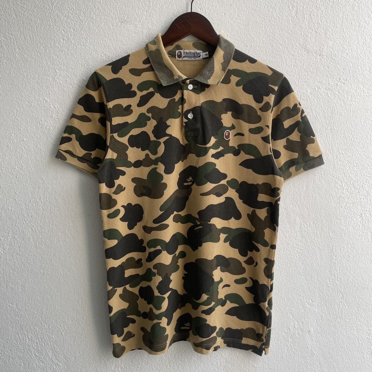 Bape Vintage 00's A Bathing Ape Camouflage Polo Shirts Size US S / EU 44-46 / 1 - 2 Thumbnail