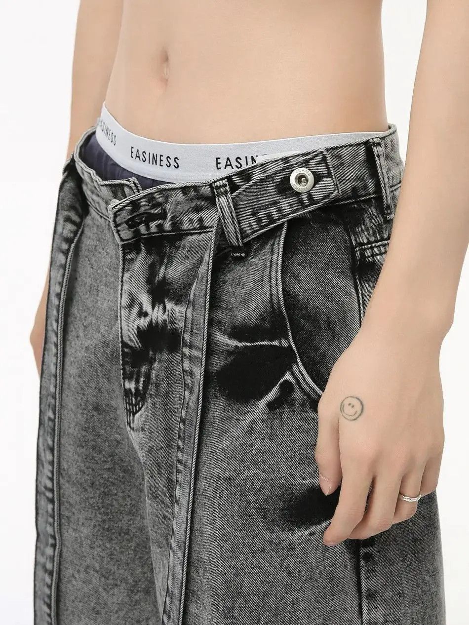 Japanese Brand Retro straight high street color blocked jeans Size US 32 / EU 48 - 3 Thumbnail